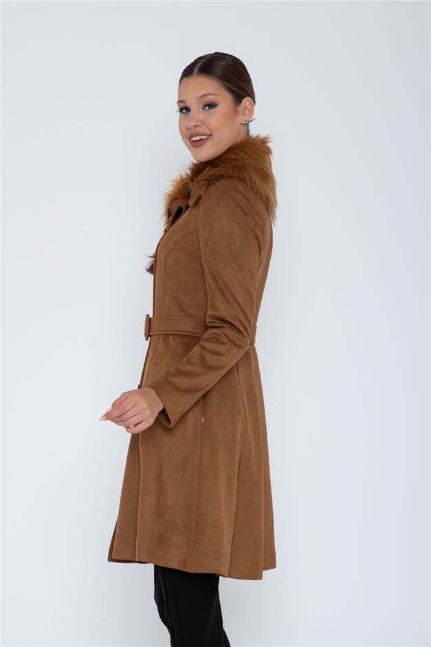 YAKASI KÜRKLÜ SÜET GÖRÜNÜMLÜ KAP TABA 5969