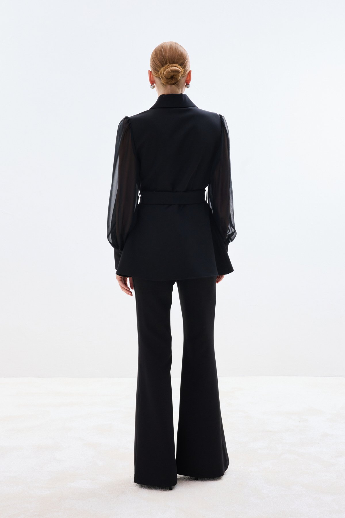 Aksesuar Kemerli Bluz - Siyah