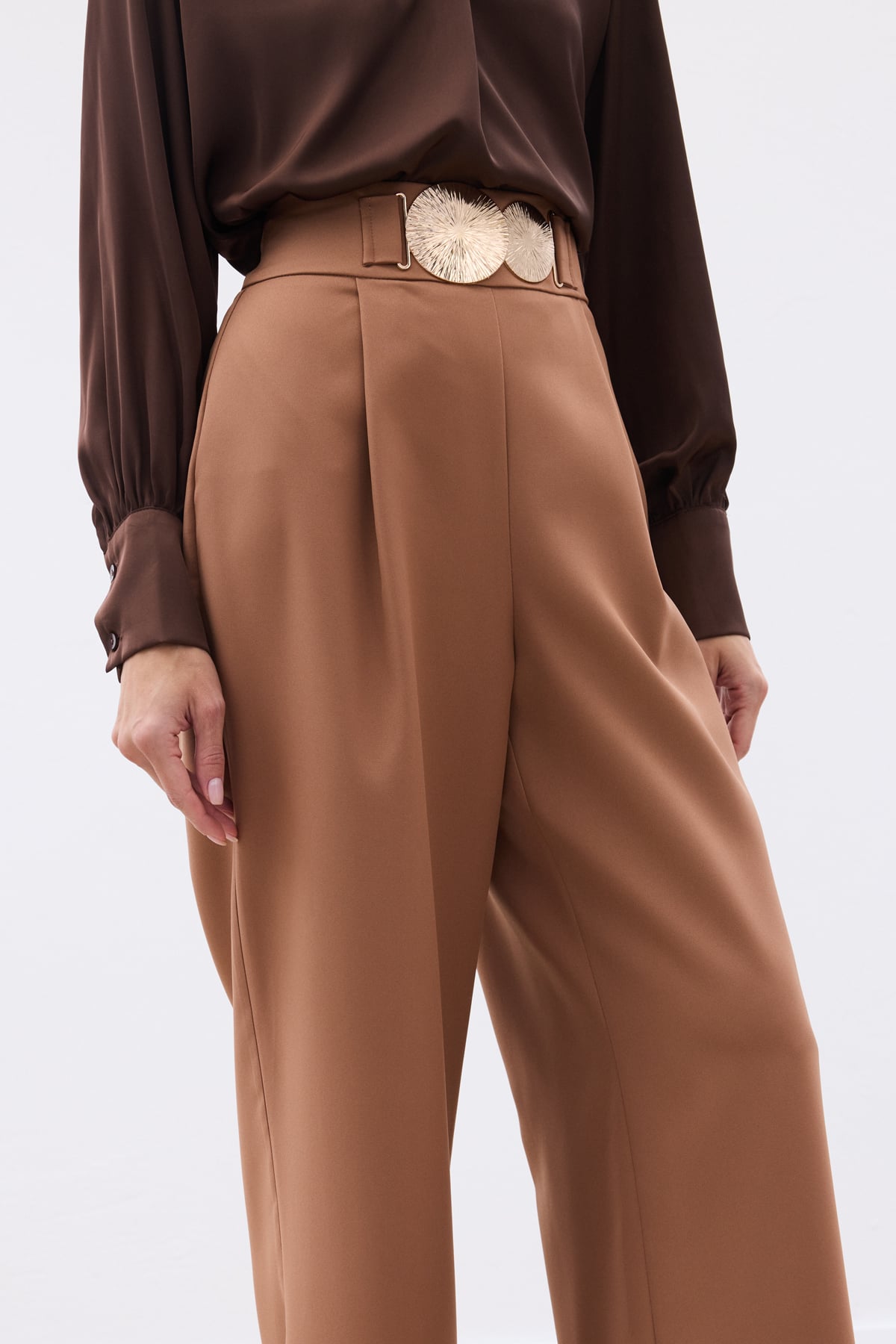 Aksesuarlı Pantolon - Camel