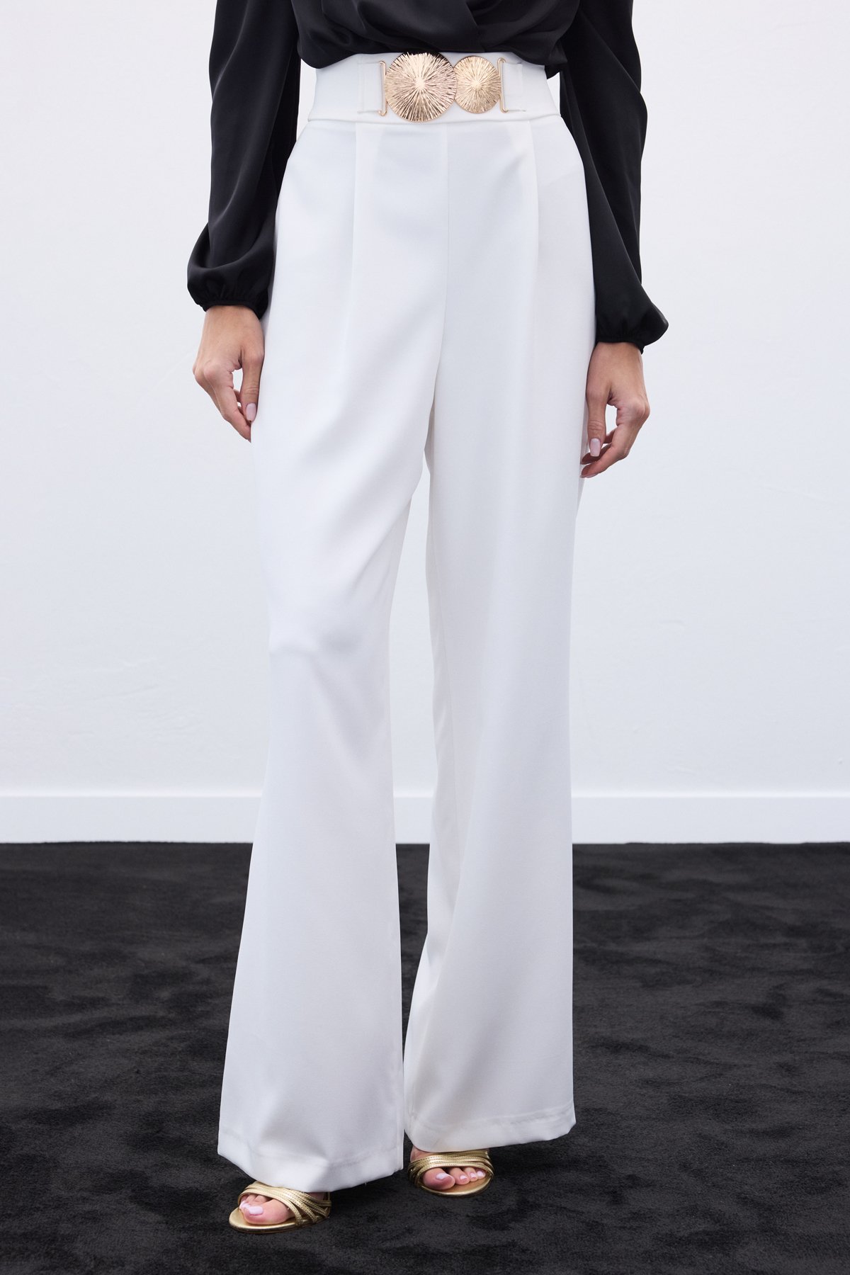 Aksesuarlı Pantolon - Ekru