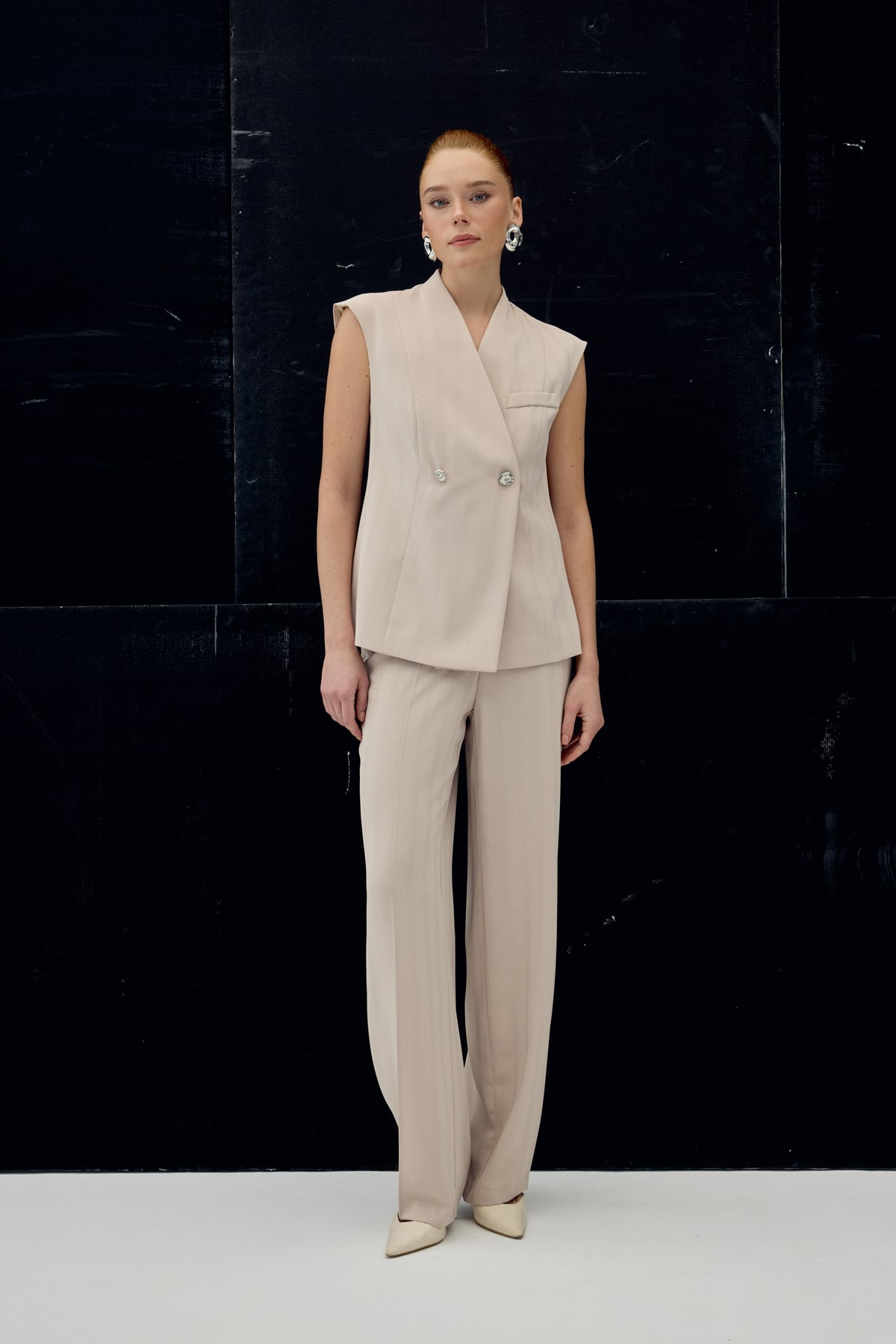 Anna Çizgili Pantolon - Bej