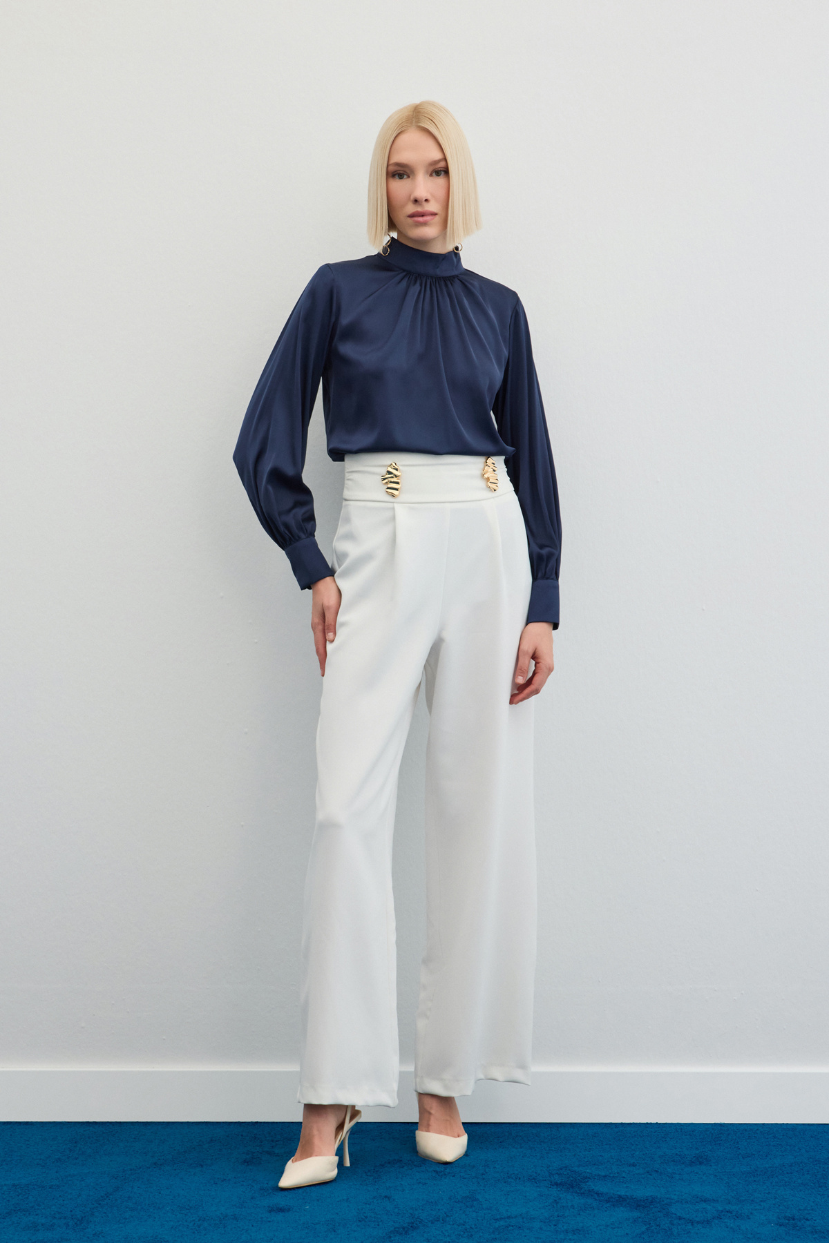 Bel Aksesuarlı Pantolon - Ekru