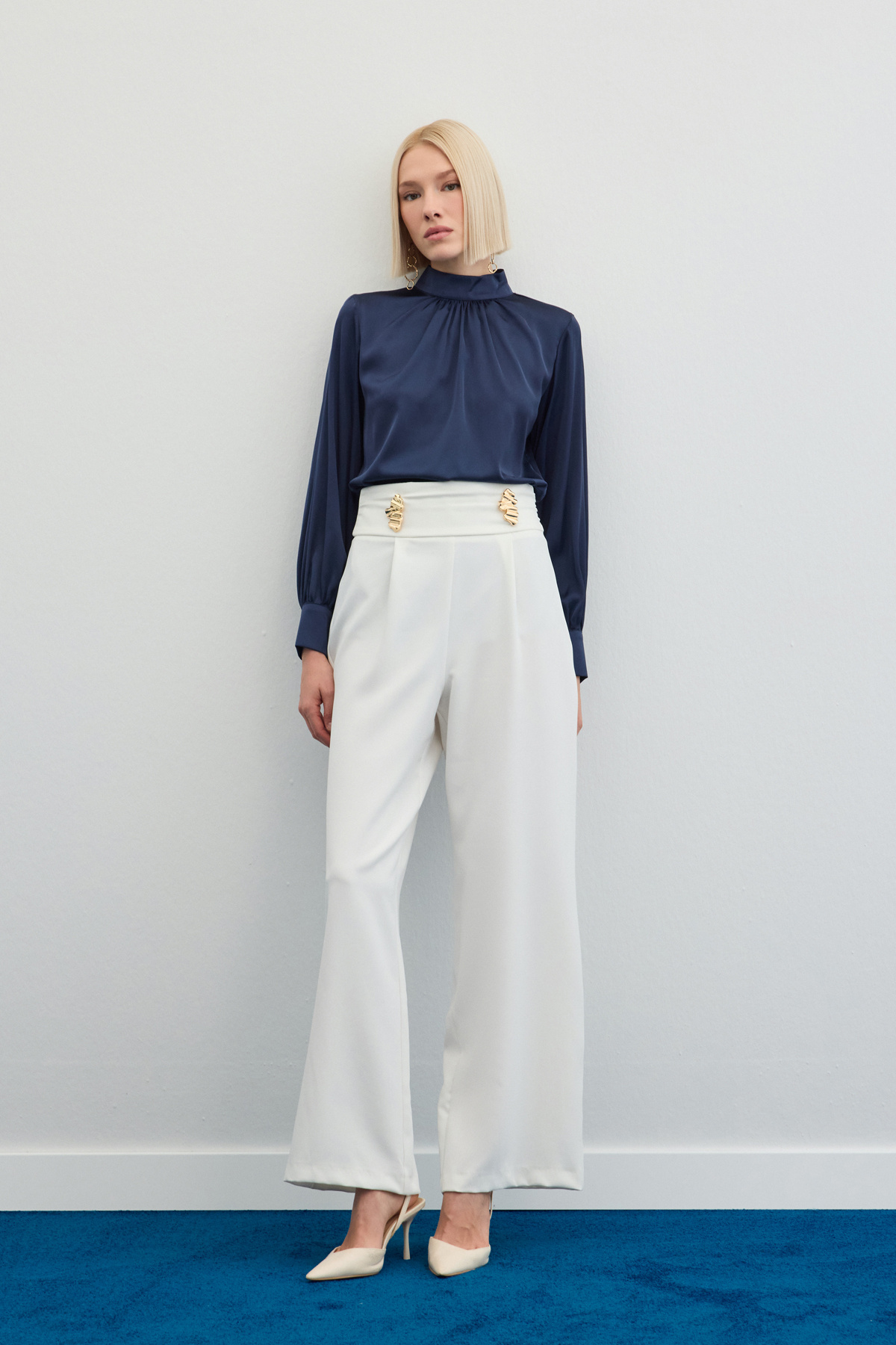 Bel Aksesuarlı Pantolon - Ekru