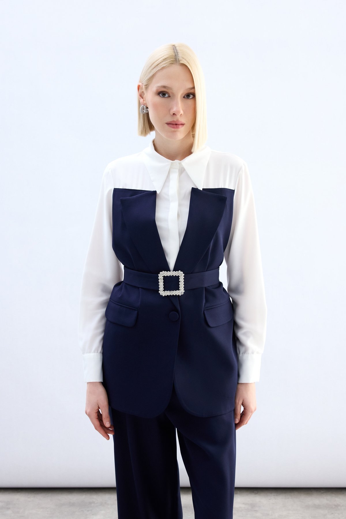 Ceket Görünümlü Gömlek - Lacivert