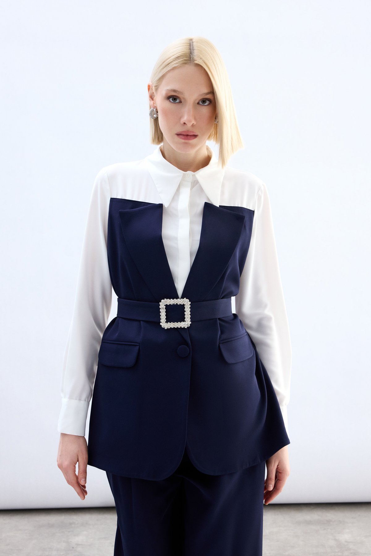 Ceket Görünümlü Gömlek - Lacivert