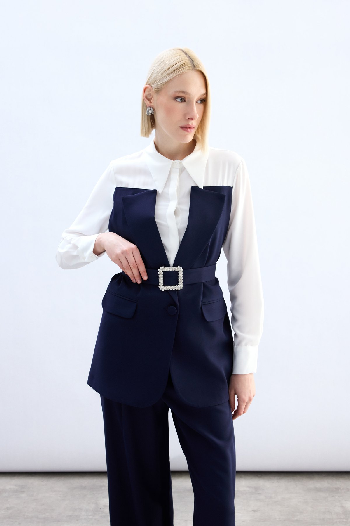 Ceket Görünümlü Gömlek - Lacivert