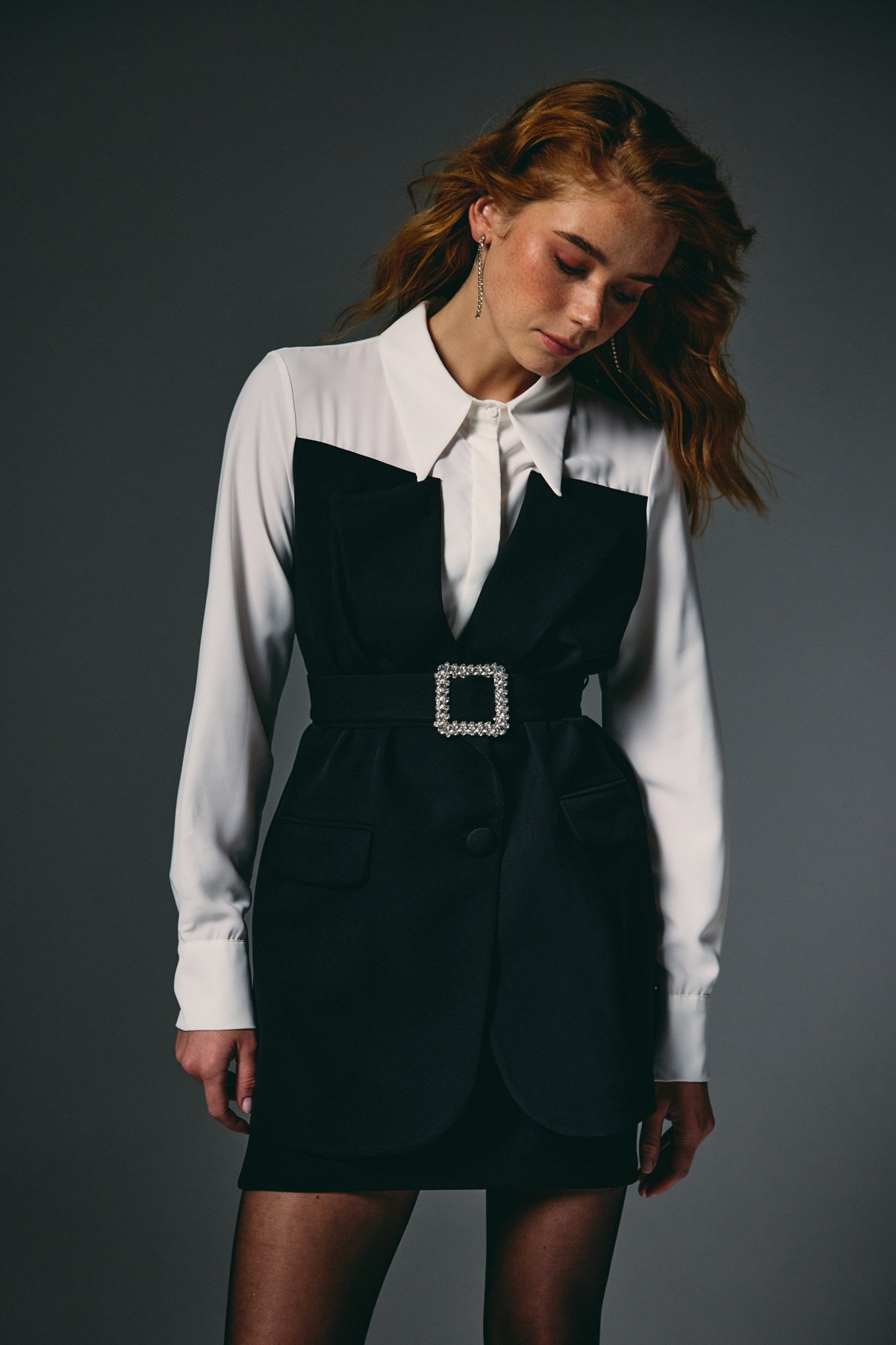 Ceket Görünümlü Gömlek - Siyah