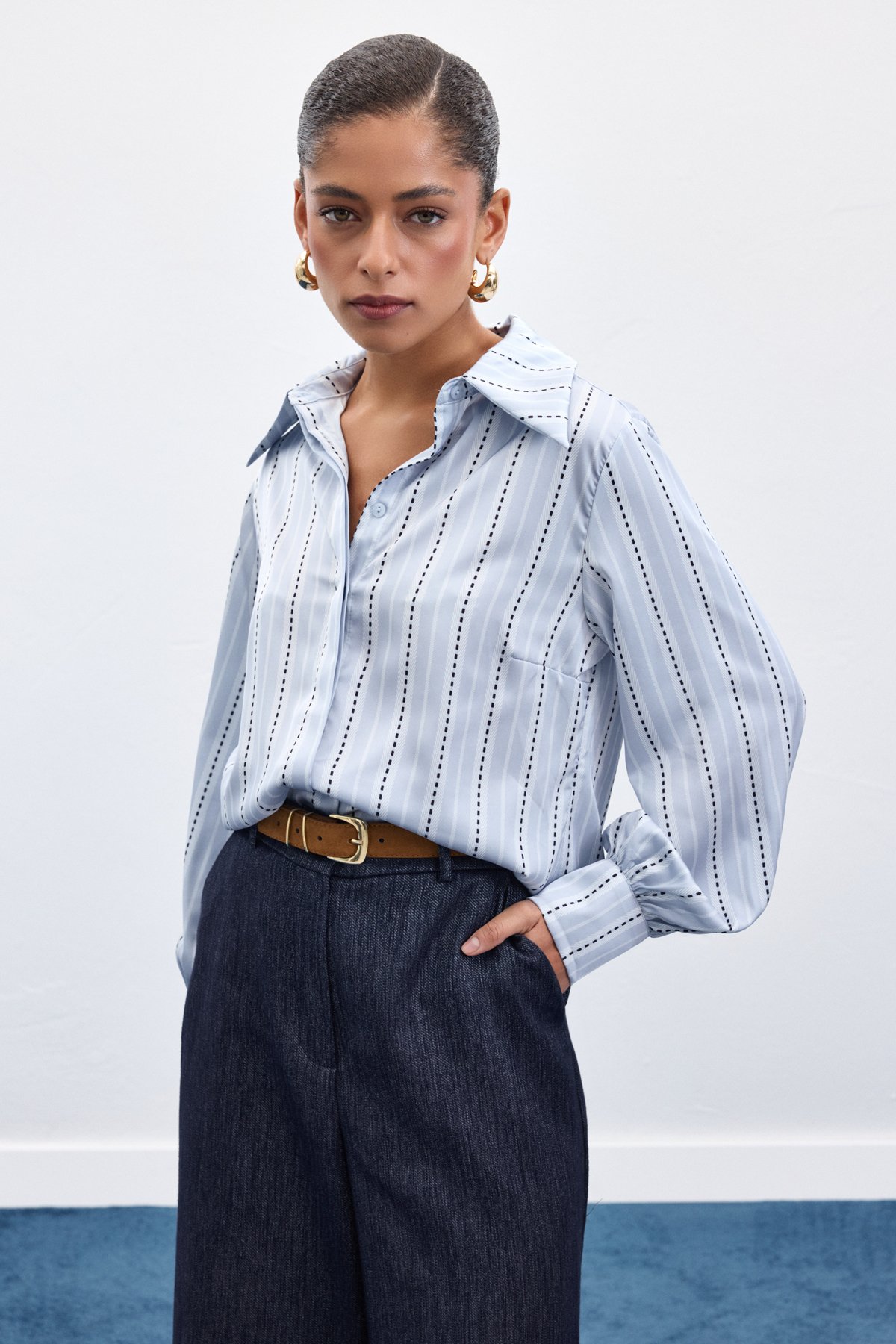 Çizgili Gömlek - Bebe Mavi