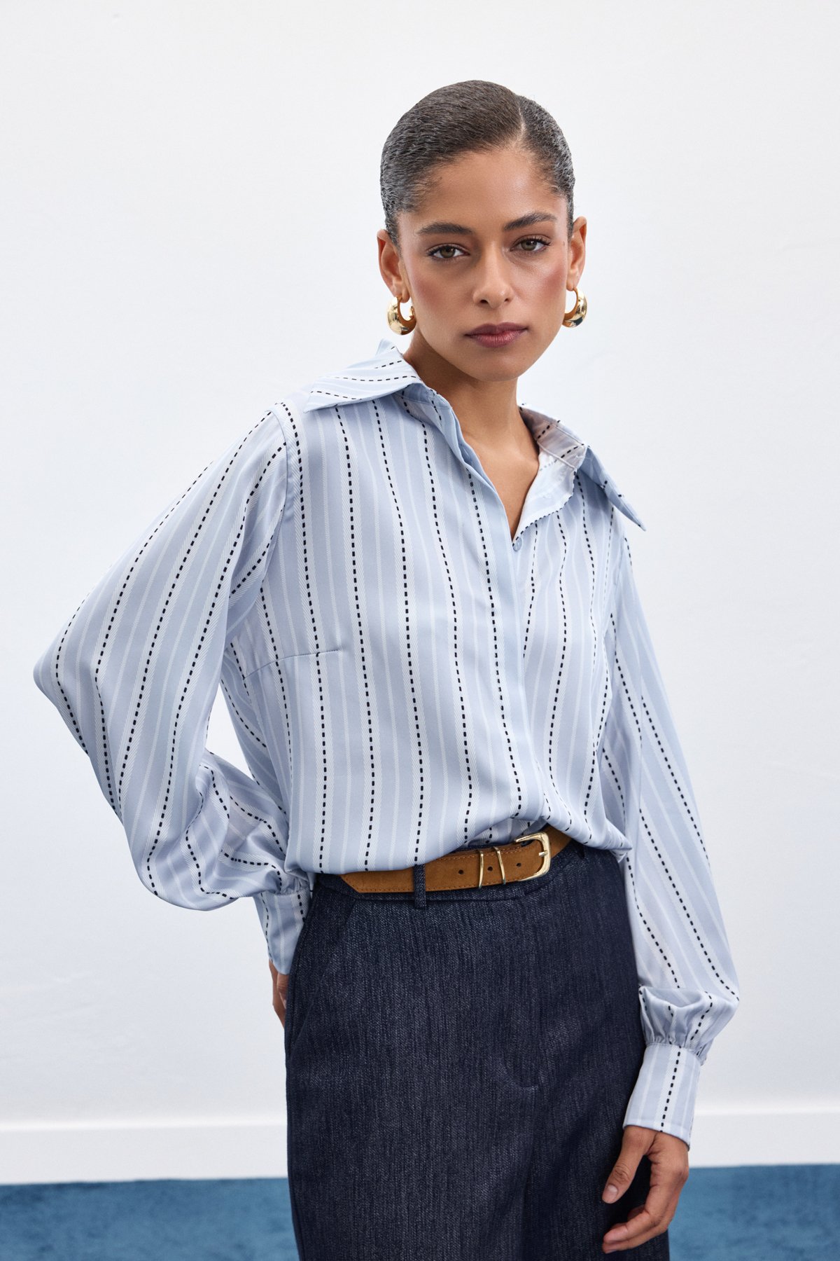 Çizgili Gömlek - Bebe Mavi