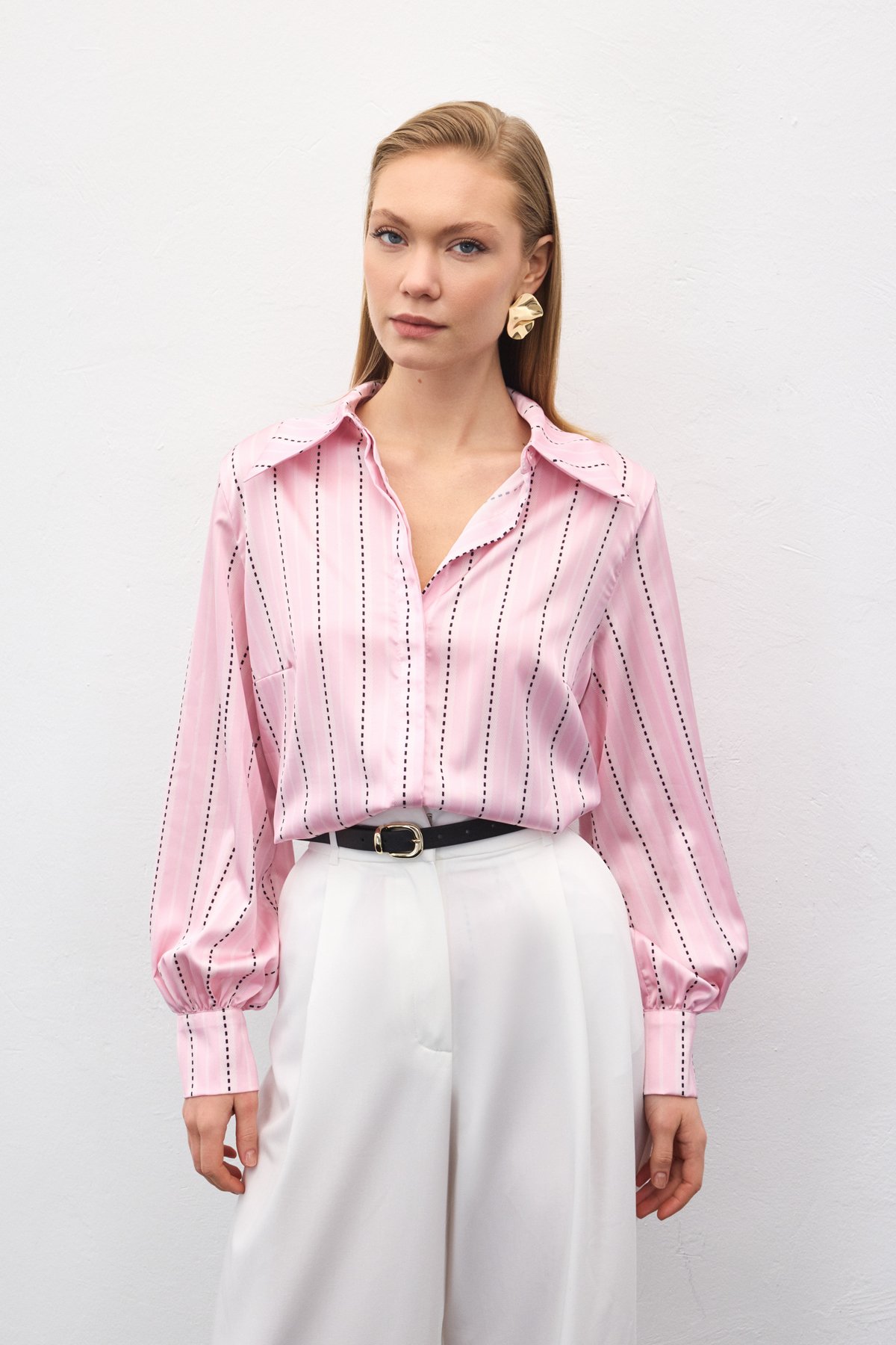 Çizgili Gömlek - Pembe