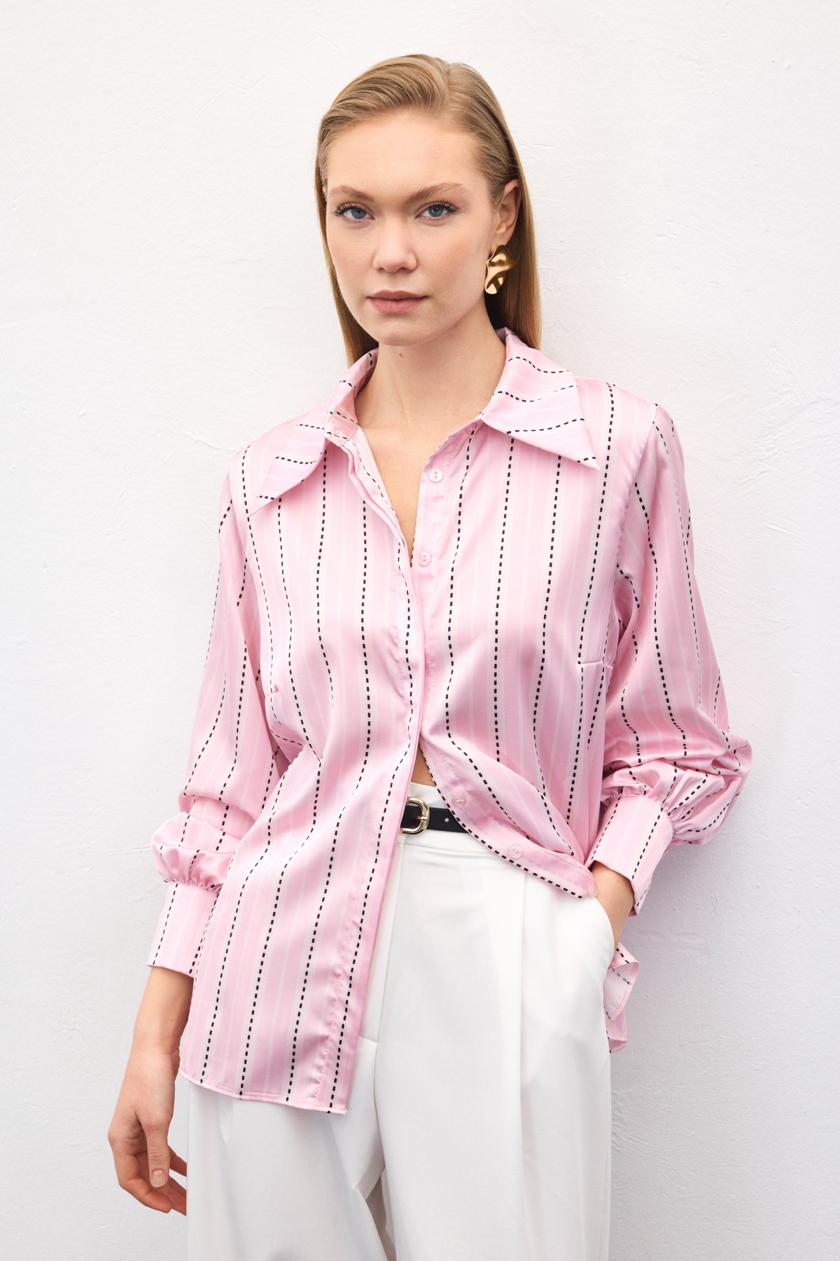 Çizgili Gömlek - Pembe