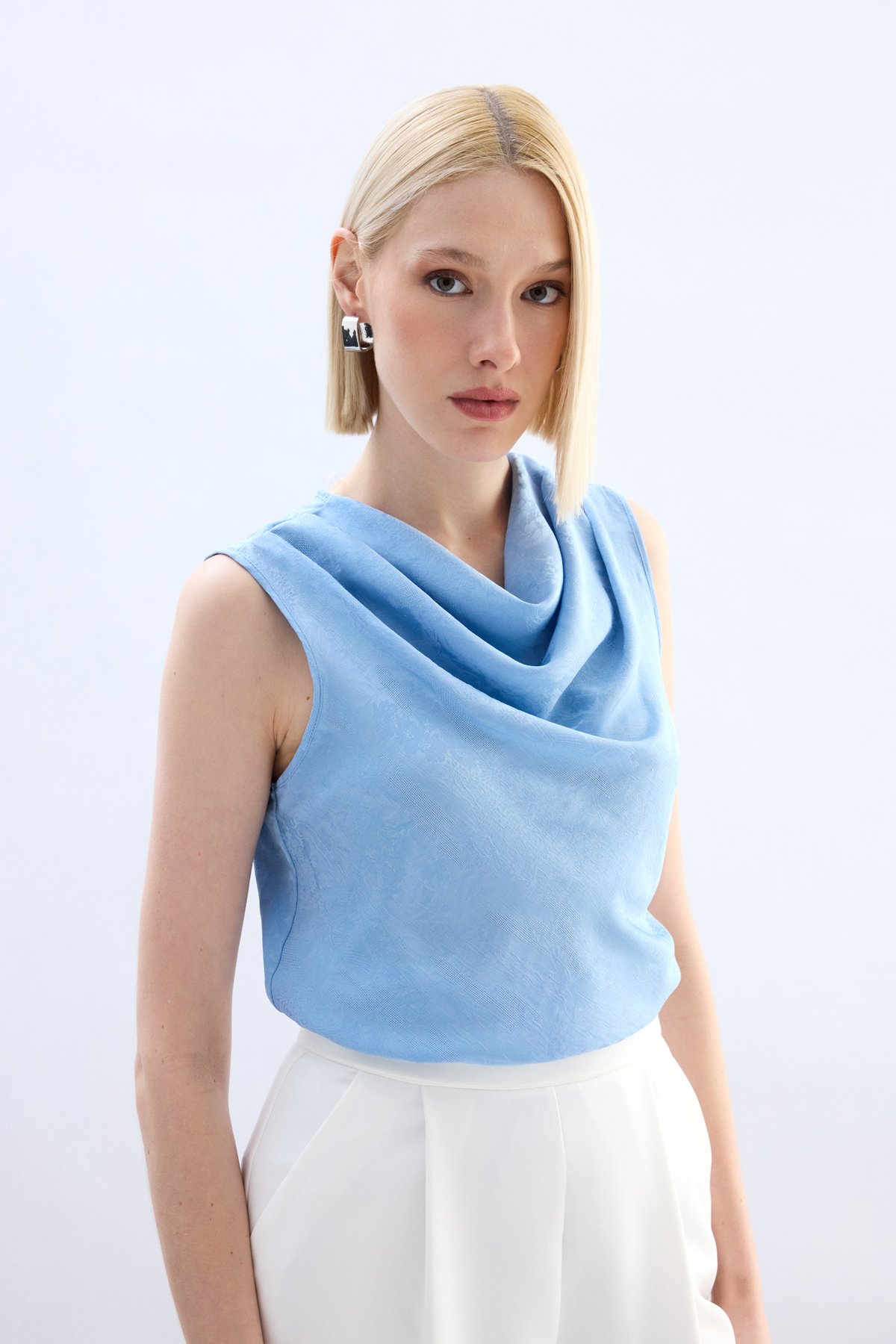 Degaje Yaka Bluz - Bebe Mavi