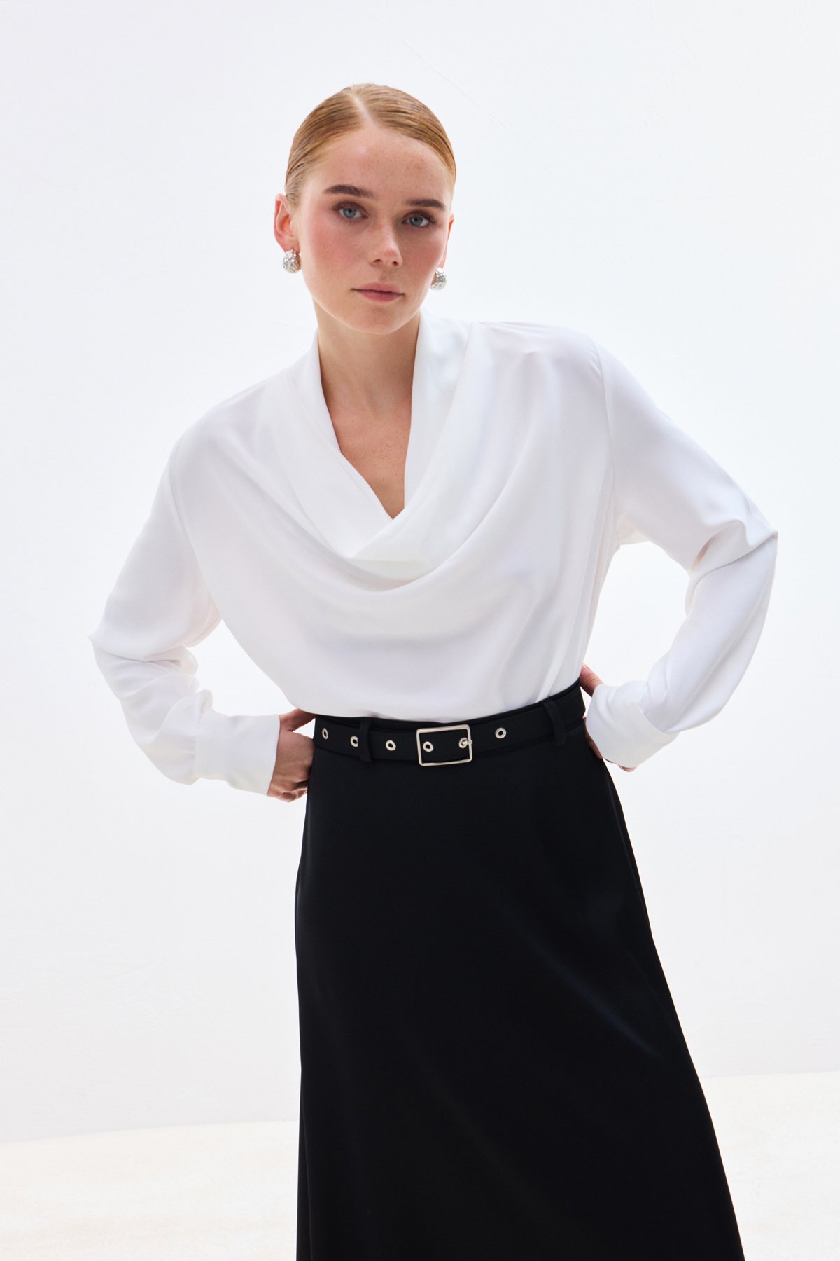 Degaje Yaka Bluz - Ekru