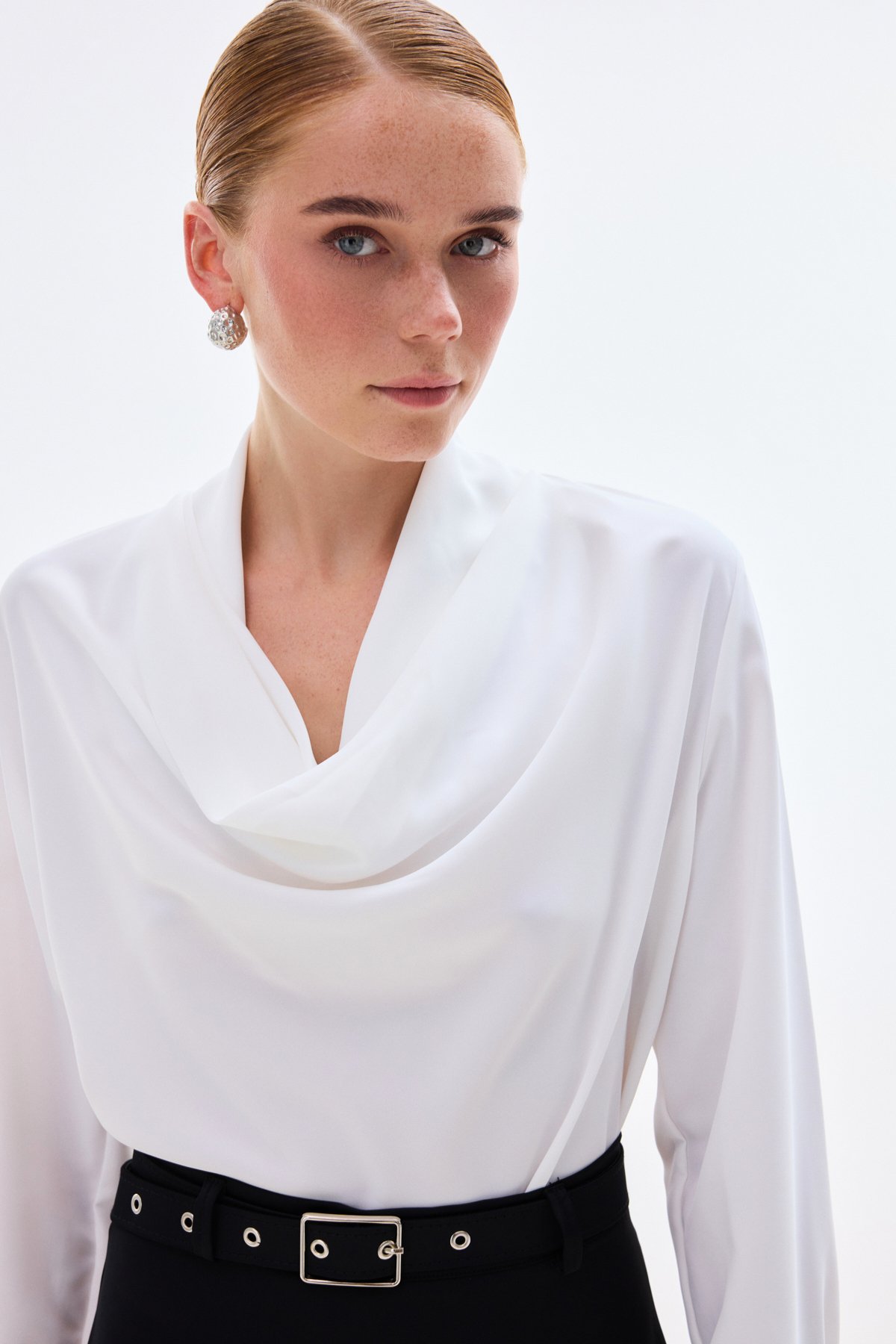 Degaje Yaka Bluz - Ekru