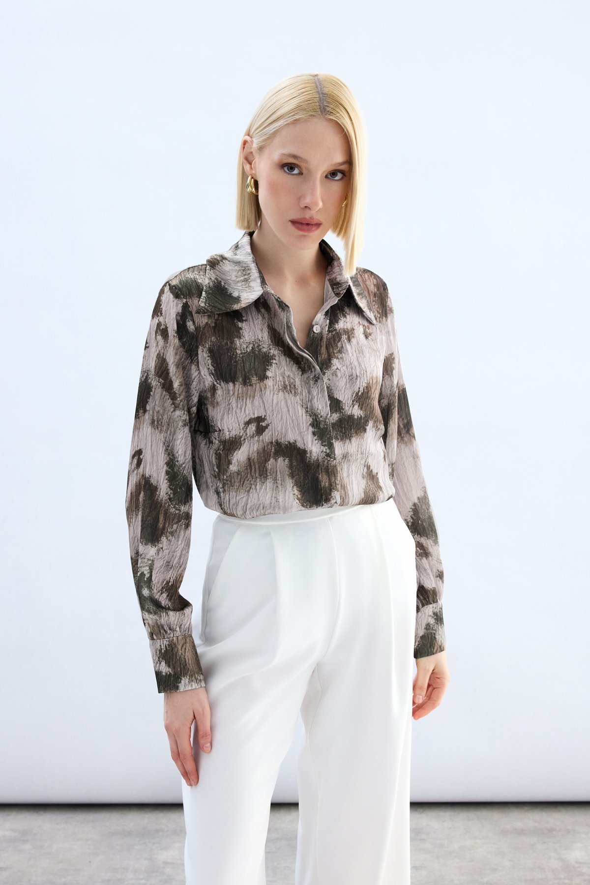 Desenli Gömlek - Kahve