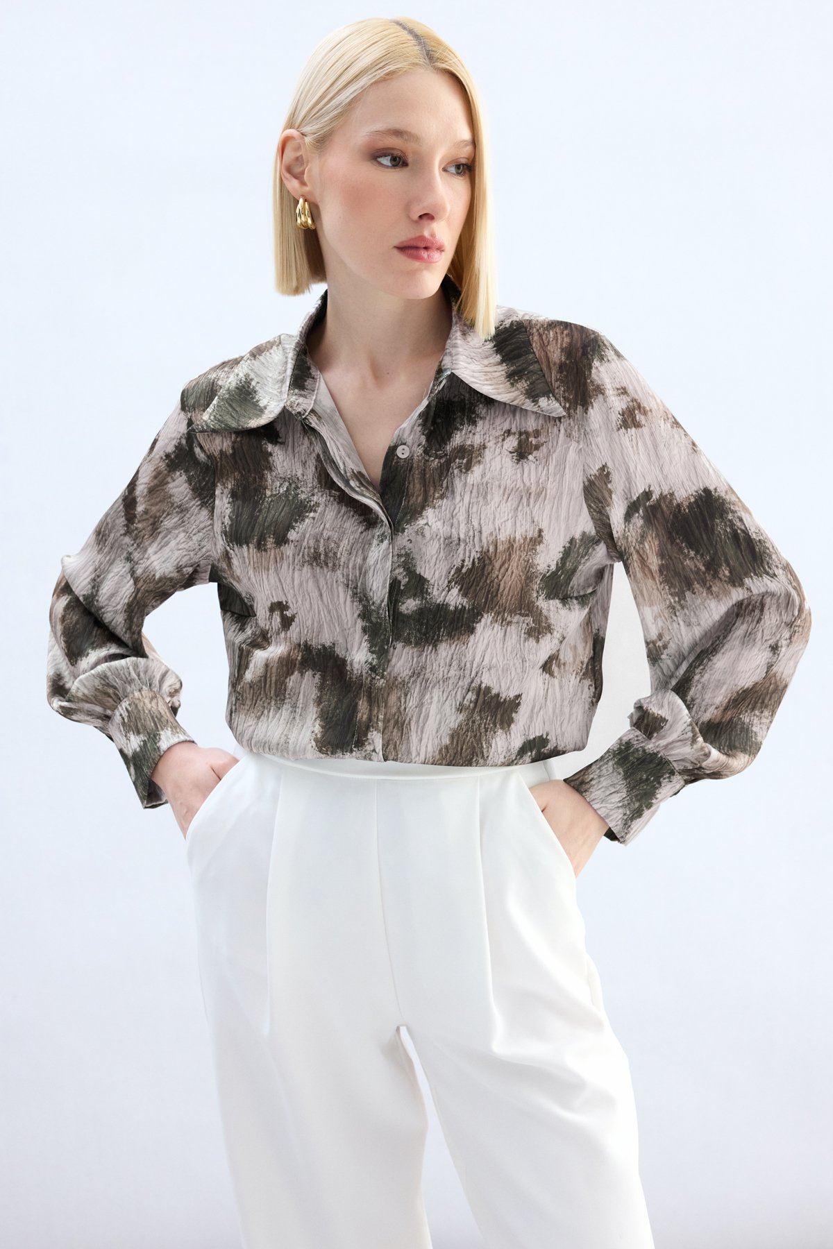 Desenli Gömlek - Kahve