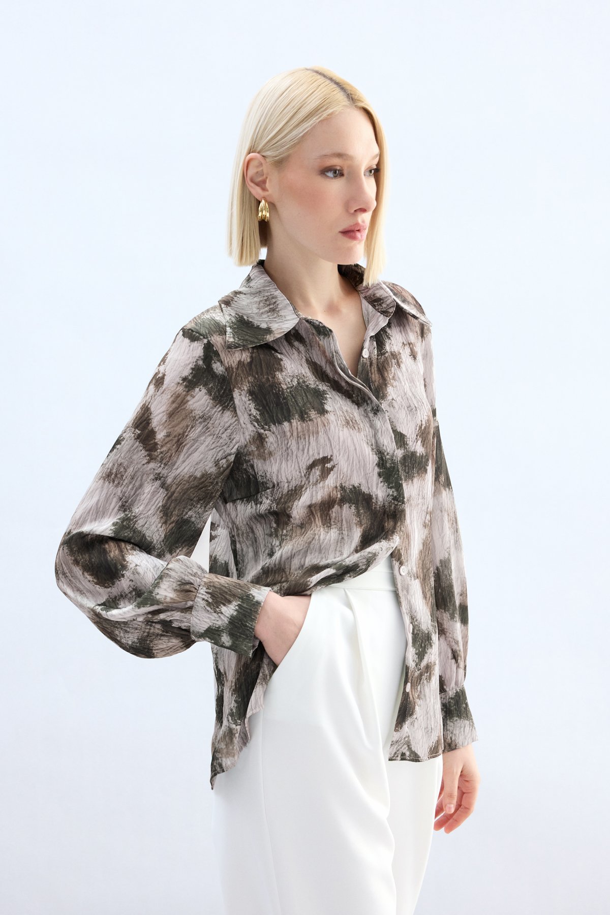 Desenli Gömlek - Kahve