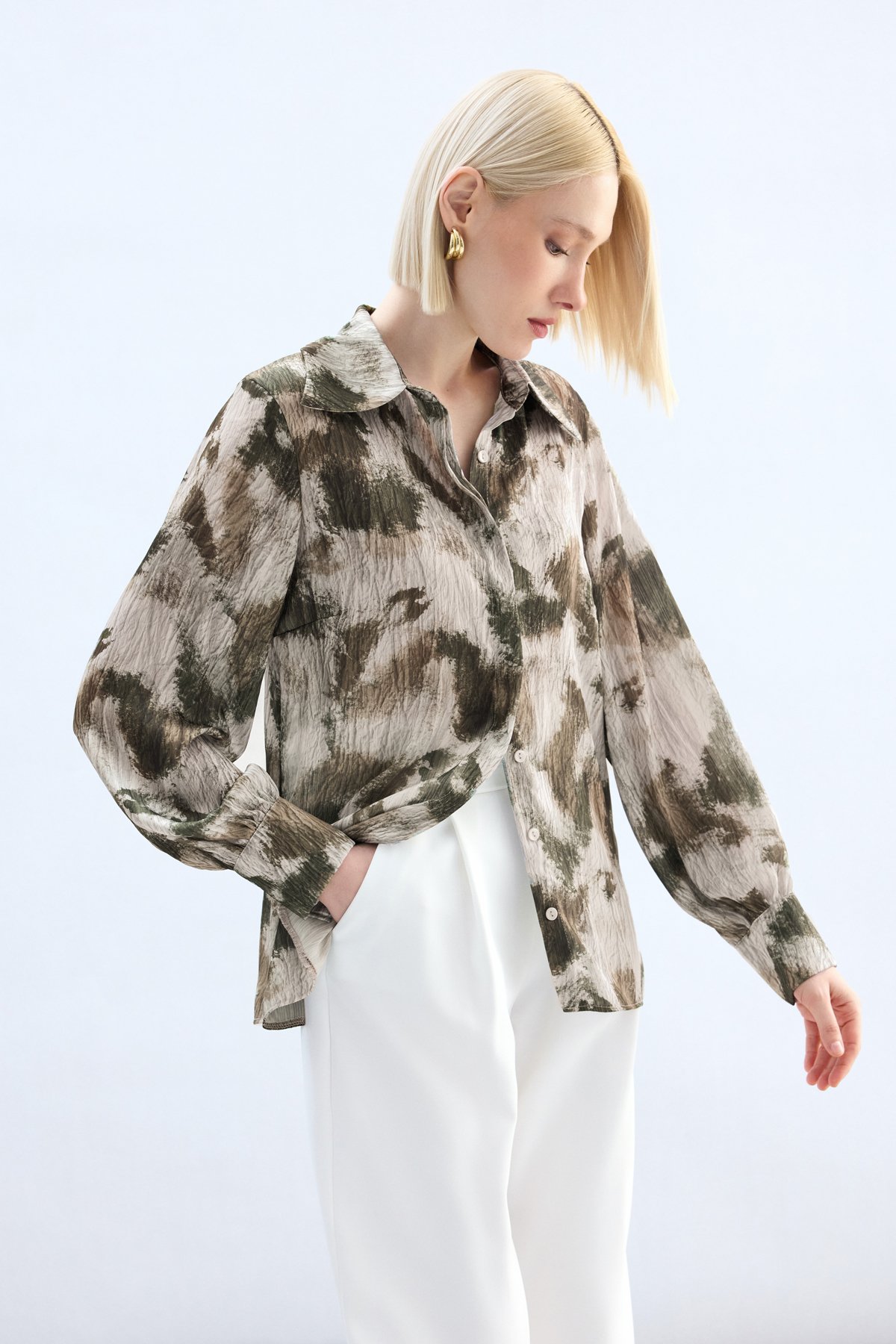 Desenli Gömlek - Kahve