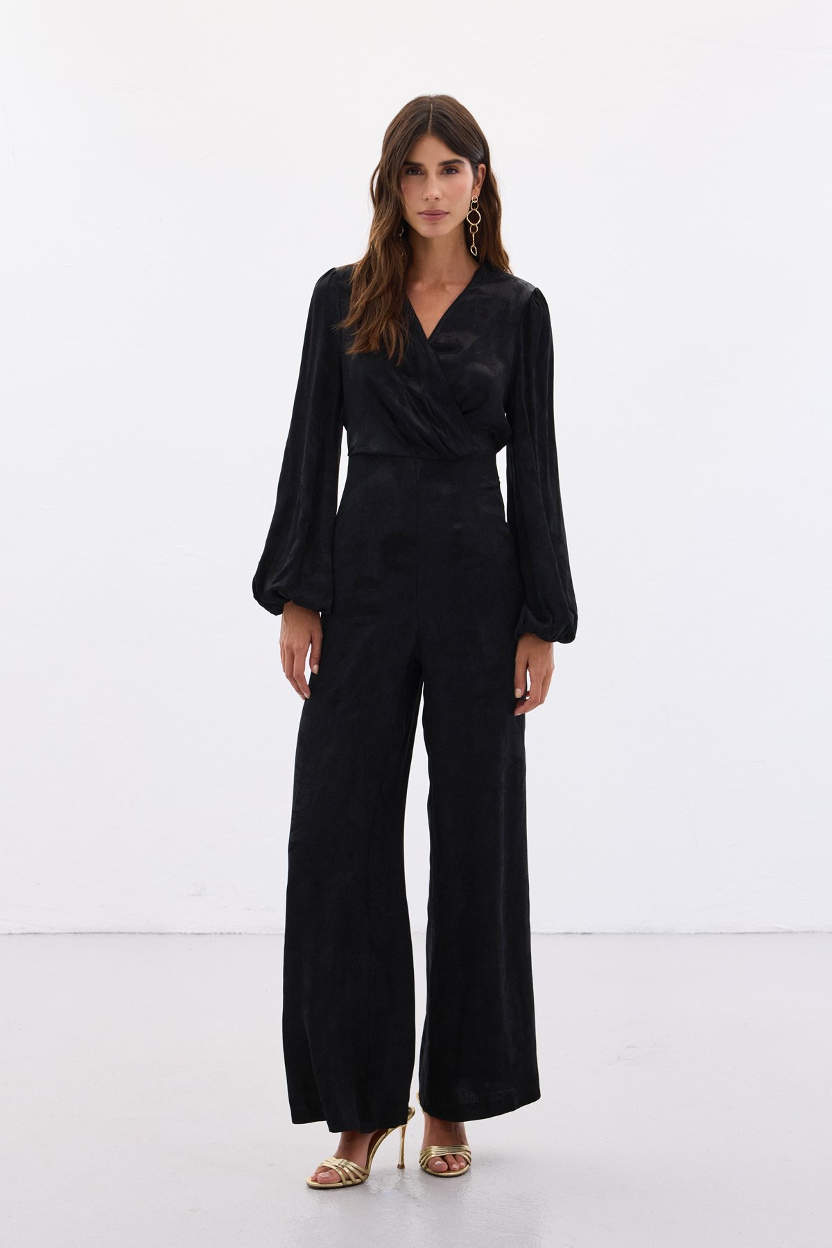 Desenli Kruvaze Tulum - Siyah