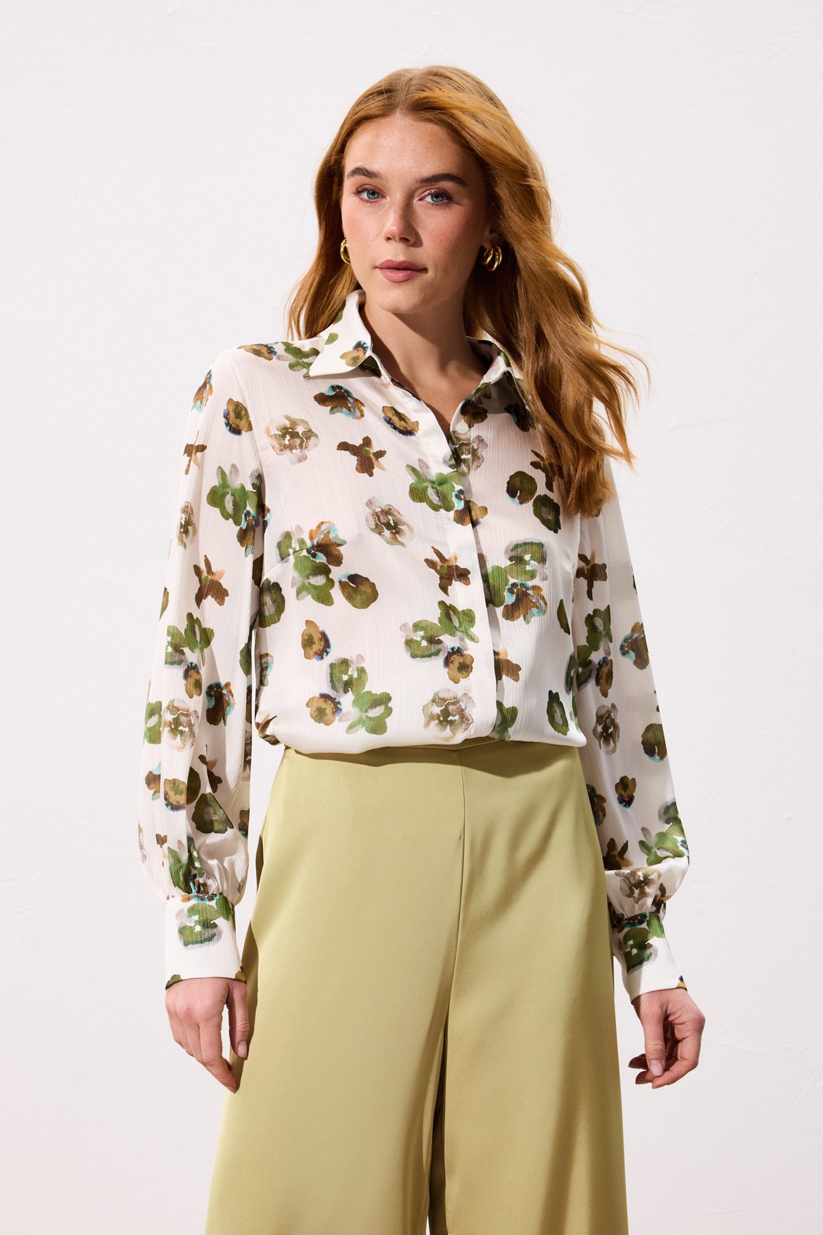 Desenli Salaş Gömlek - Haki