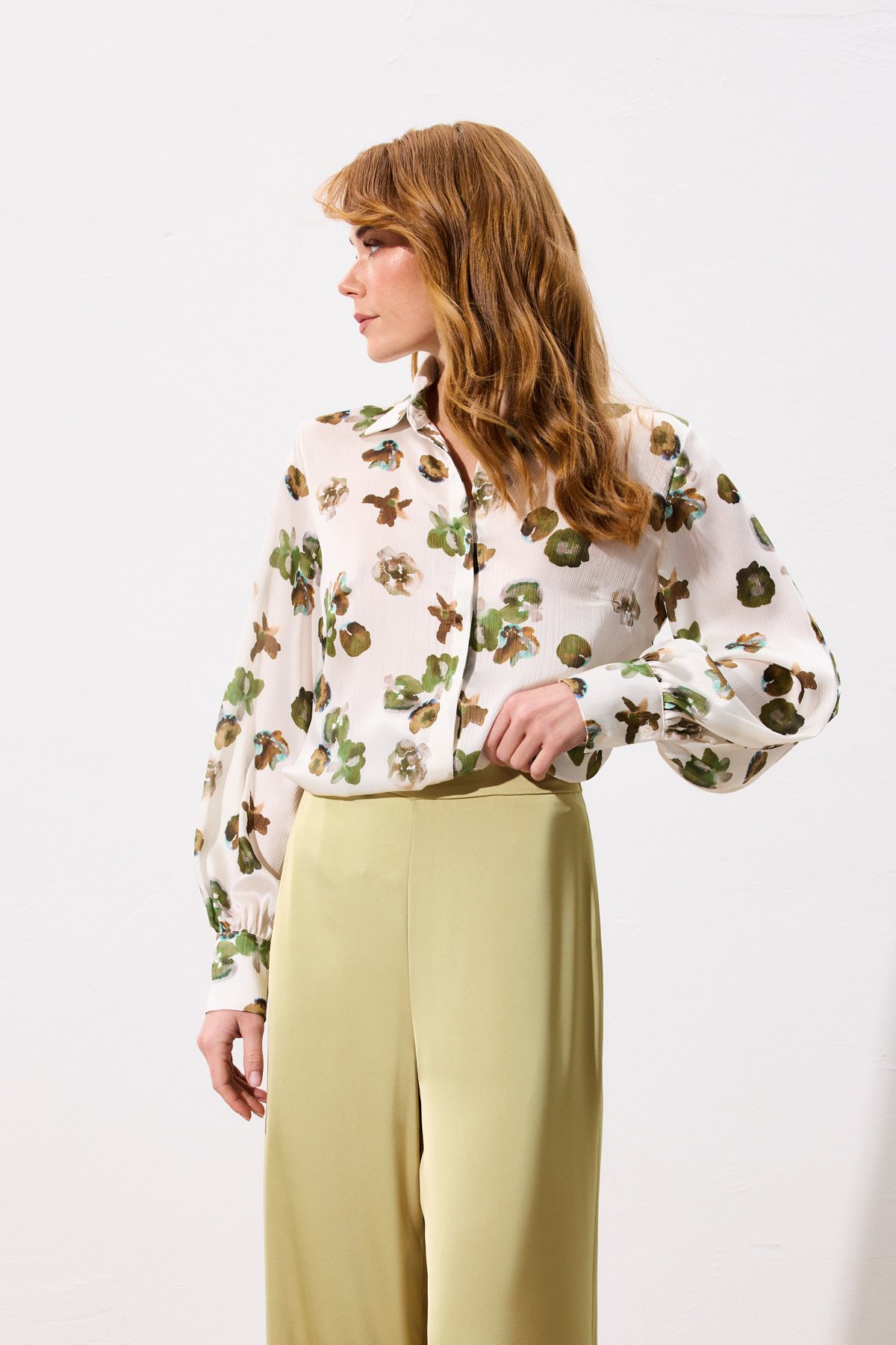 Desenli Salaş Gömlek - Haki