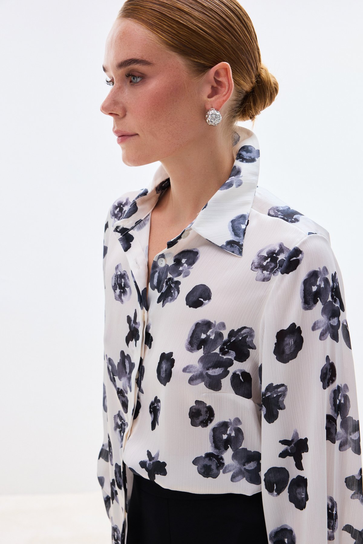 Desenli Salaş Gömlek - Siyah