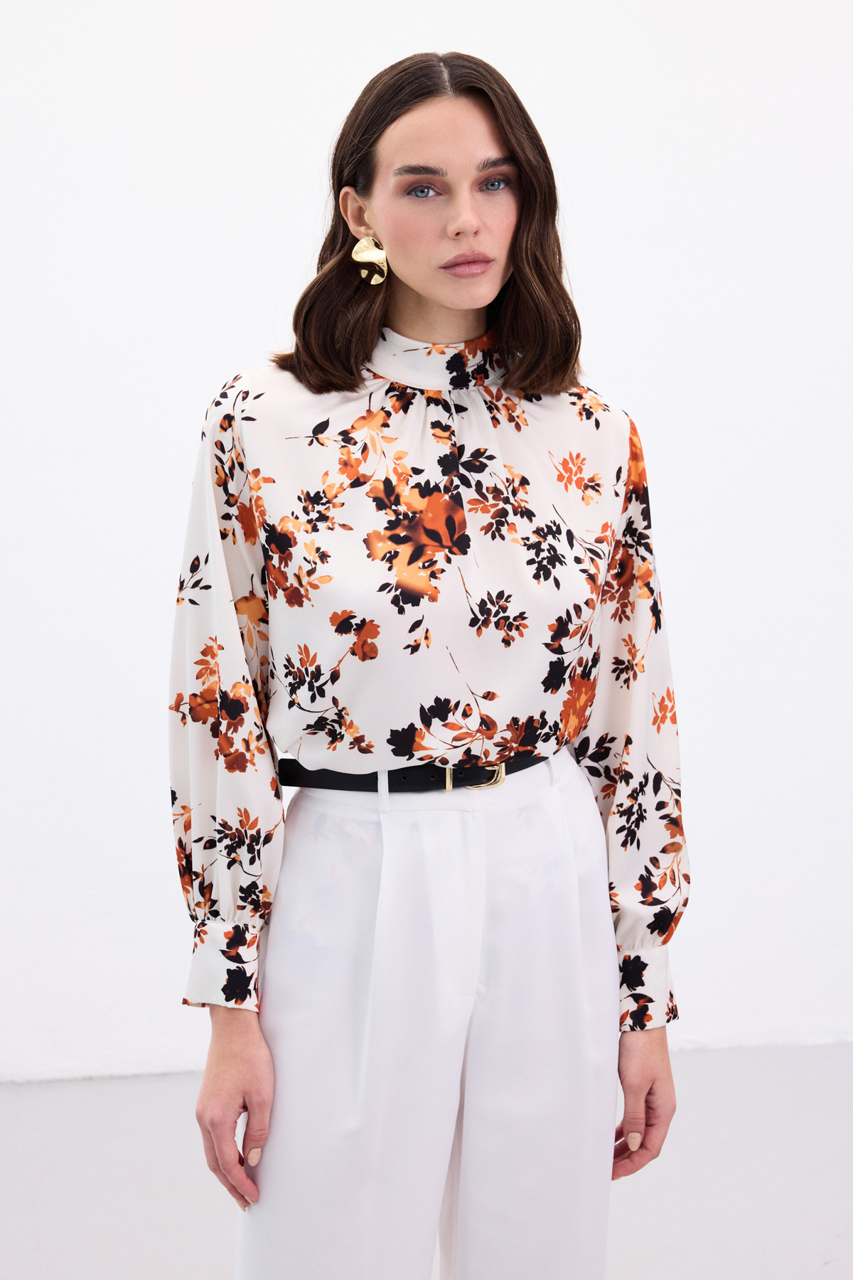 Dik Yaka Bluz - Oranj