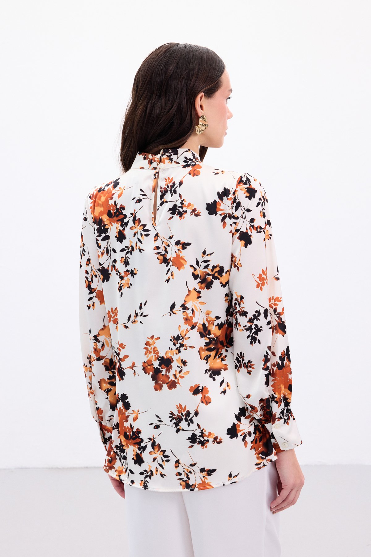 Dik Yaka Bluz - Oranj