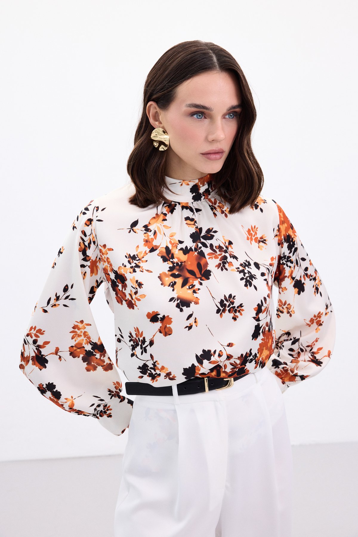 Dik Yaka Bluz - Oranj