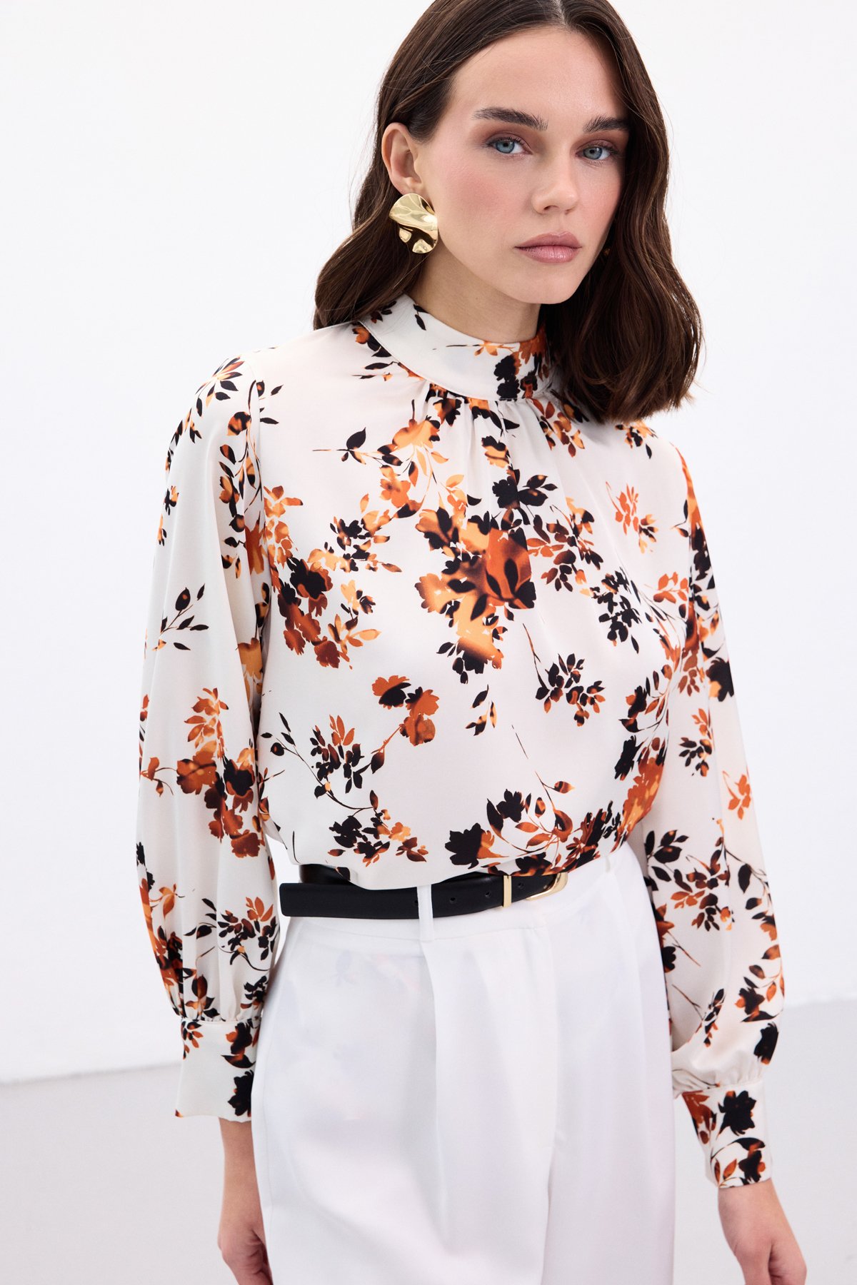 Dik Yaka Bluz - Oranj