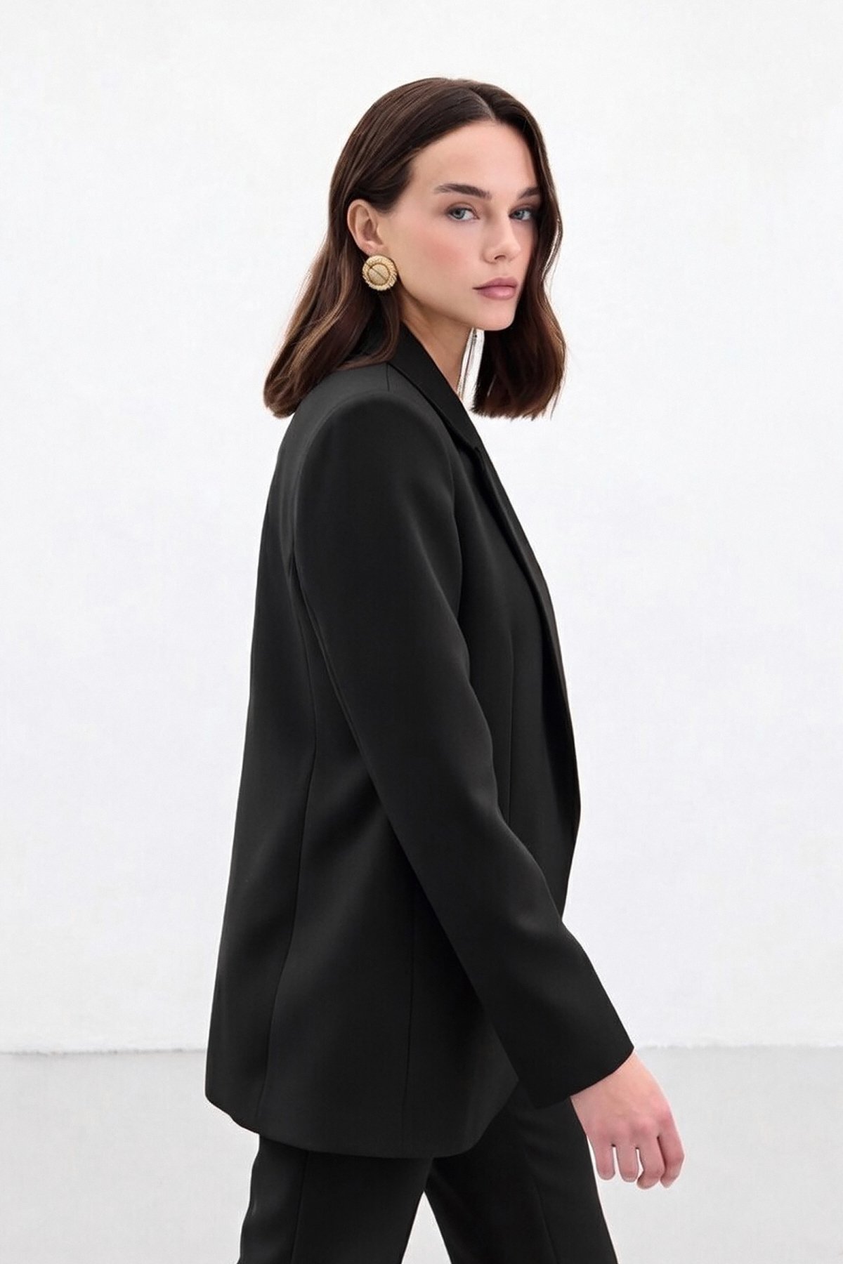 Düğmeli Klasik Ceket - Siyah