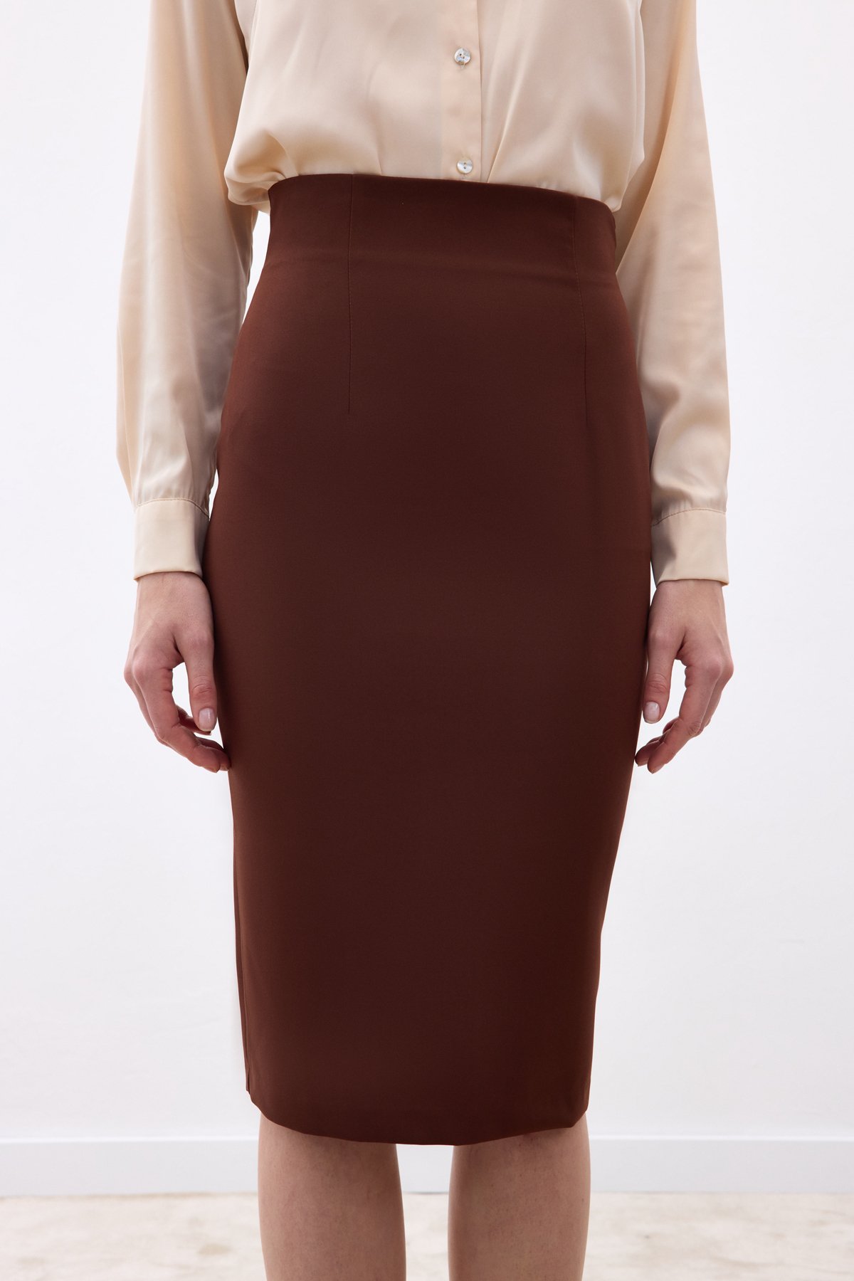 Düz Kalem Etek - Kahve