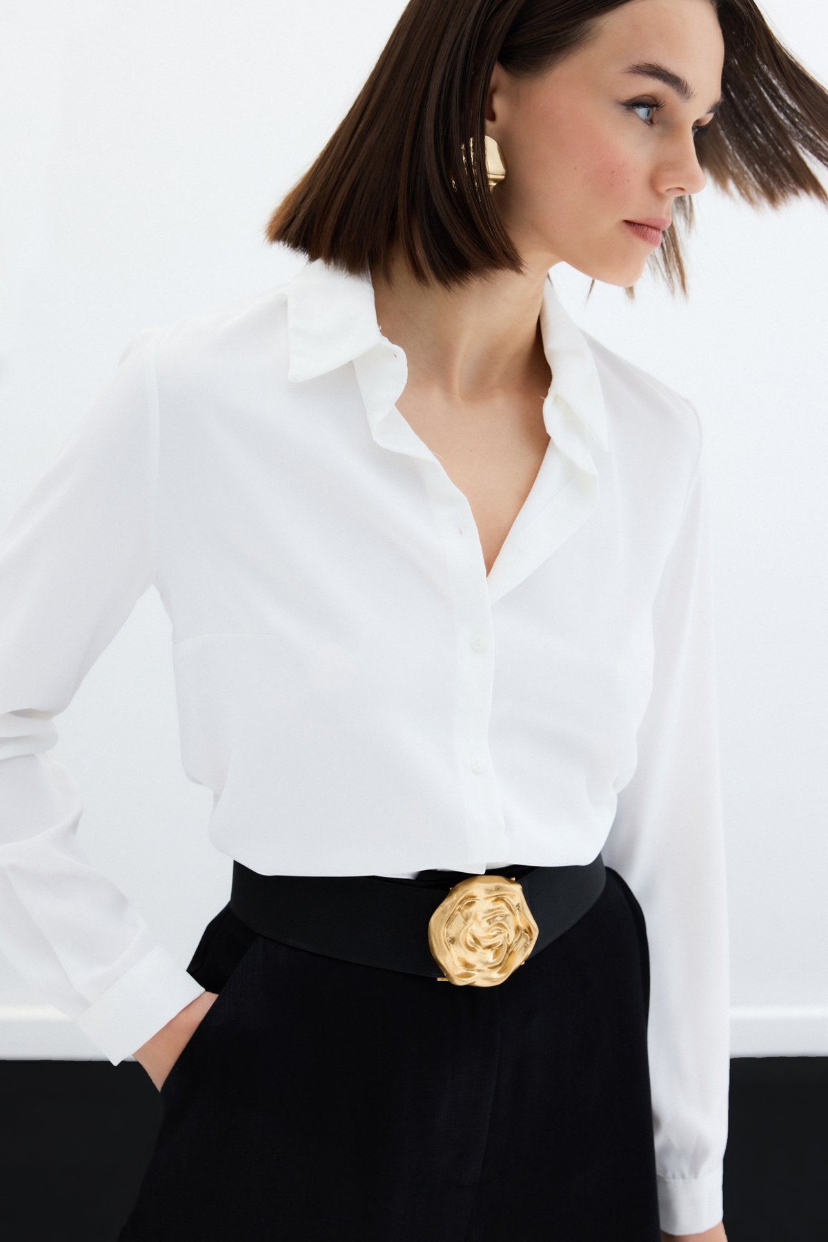 Düz Klasik Gömlek - EKRU