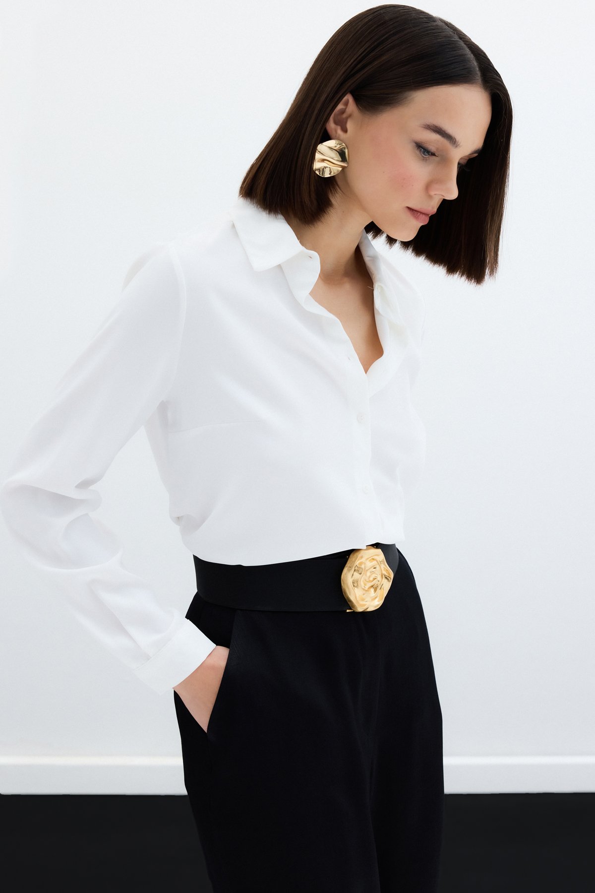 Düz Klasik Gömlek - EKRU