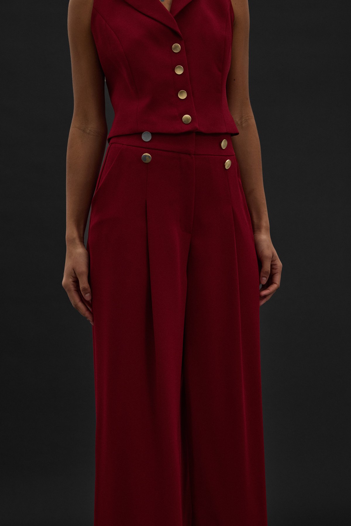 Eva Krep Pantolon - Bordo