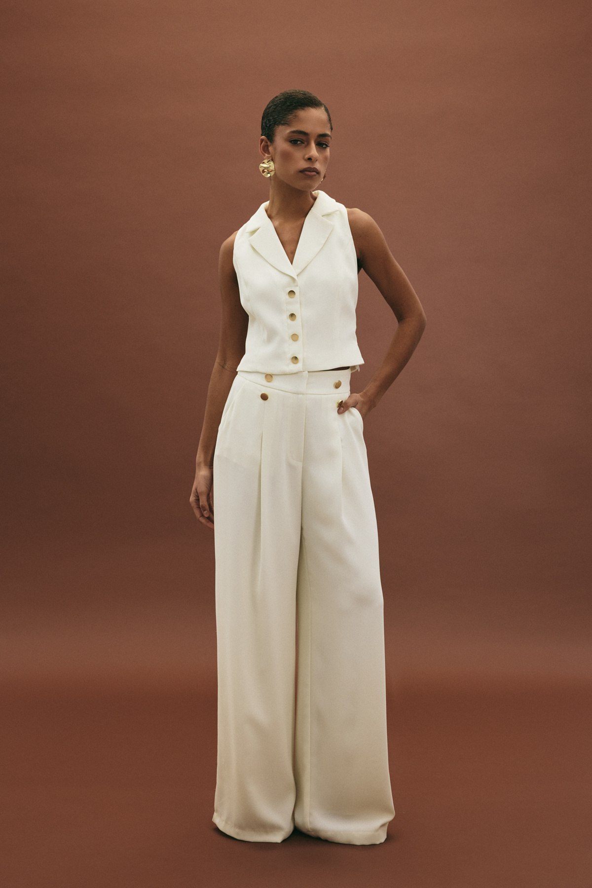 Eva Krep Pantolon - Ekru