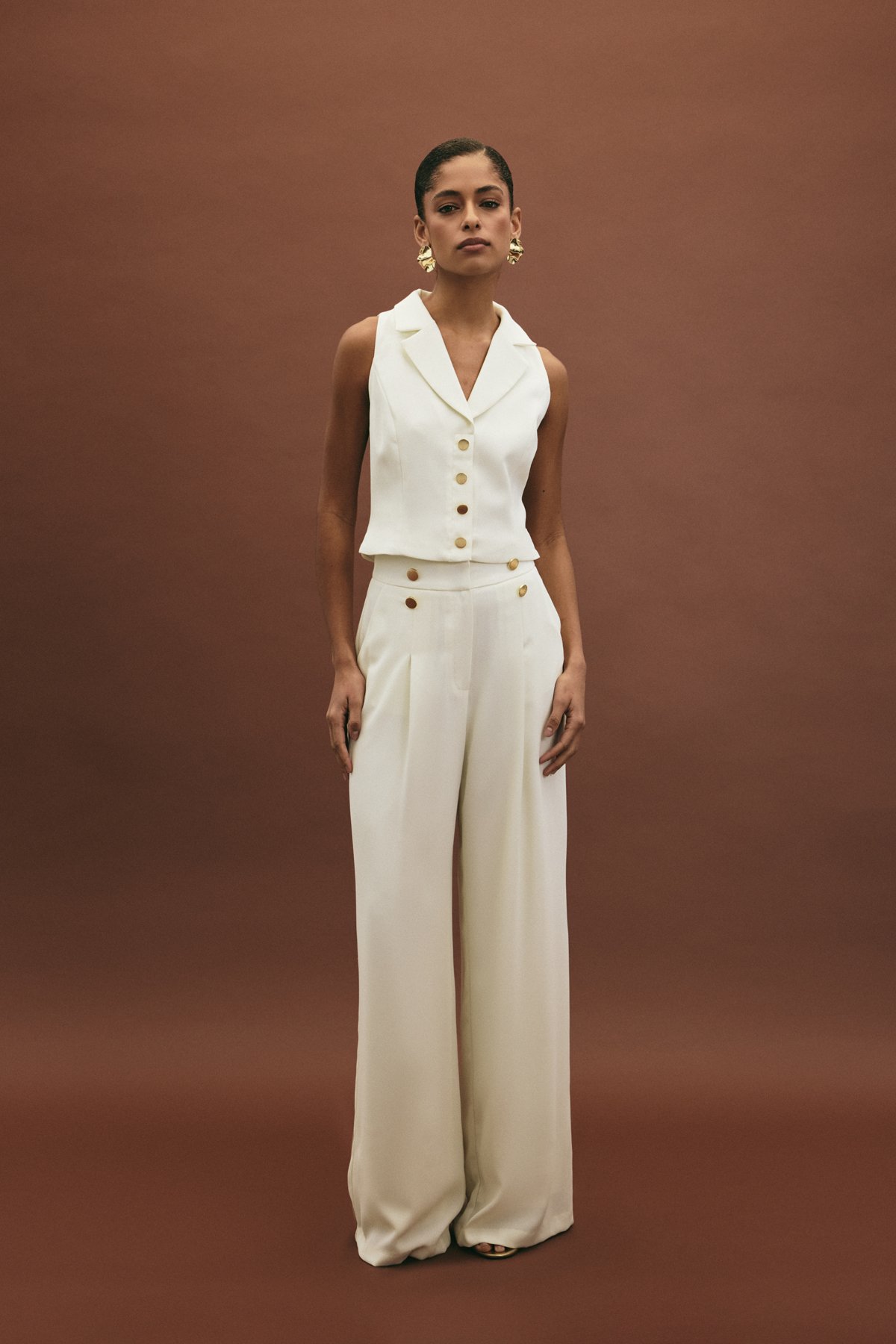 Eva Krep Pantolon - Ekru