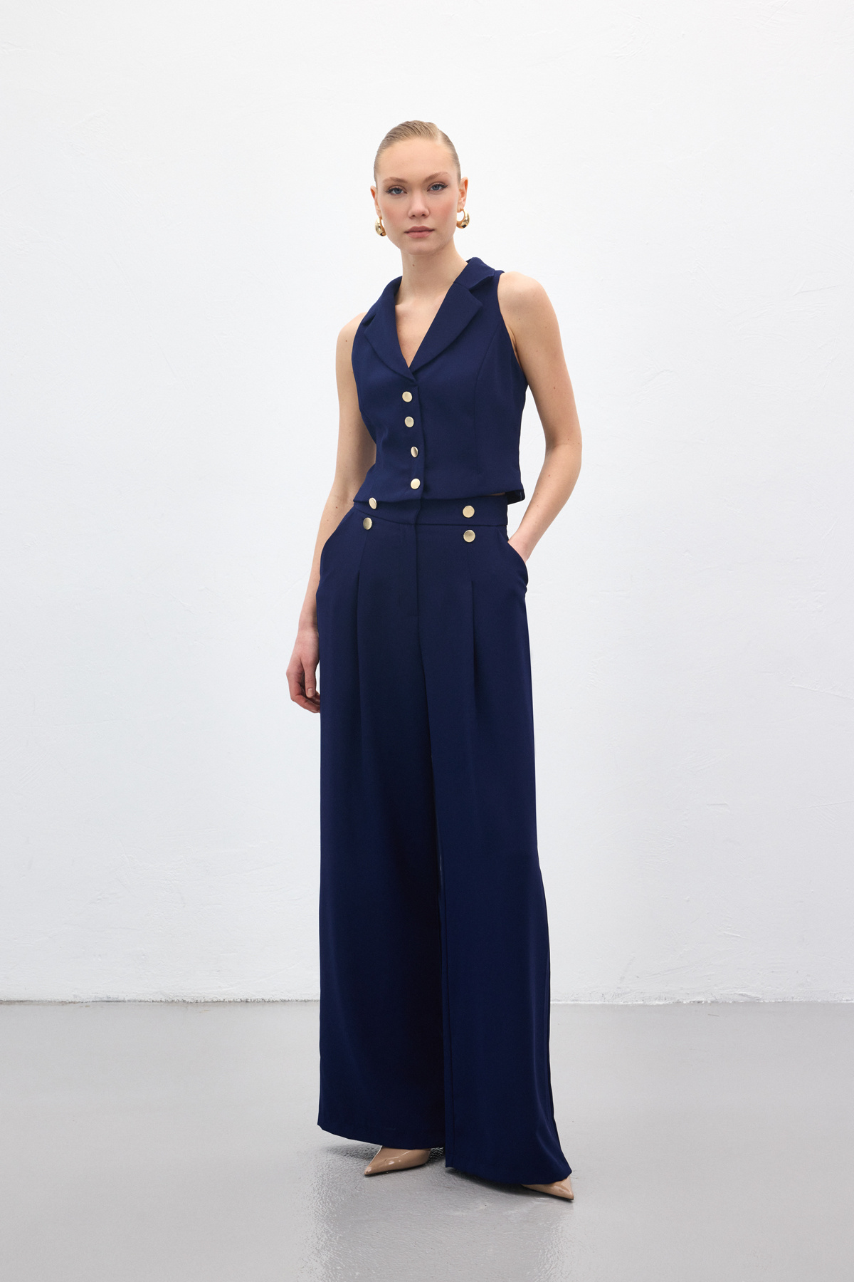 Eva Krep Pantolon - Lacivert