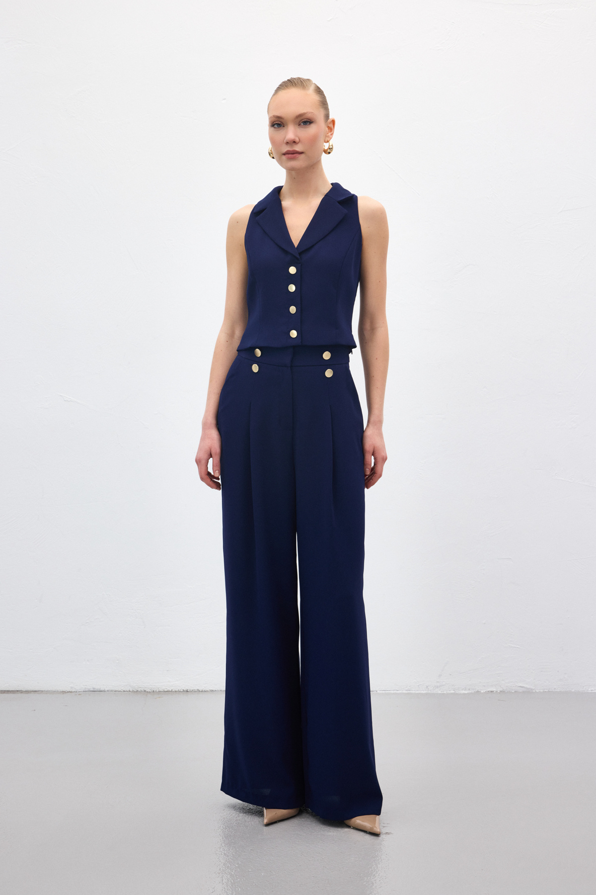 Eva Krep Pantolon - Lacivert