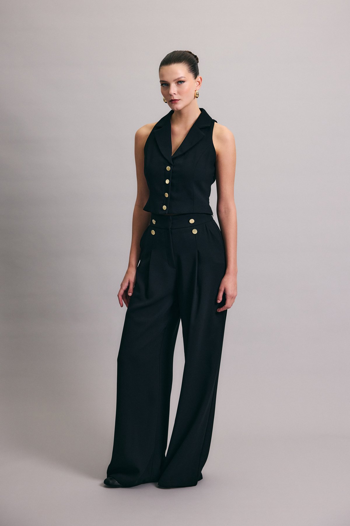 Eva Krep Pantolon - Siyah