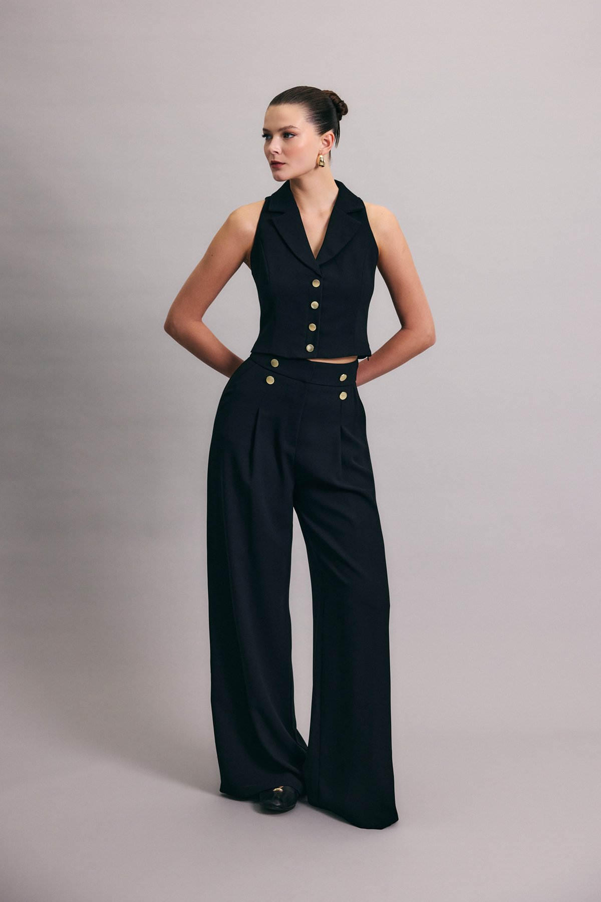 Eva Krep Pantolon - Siyah