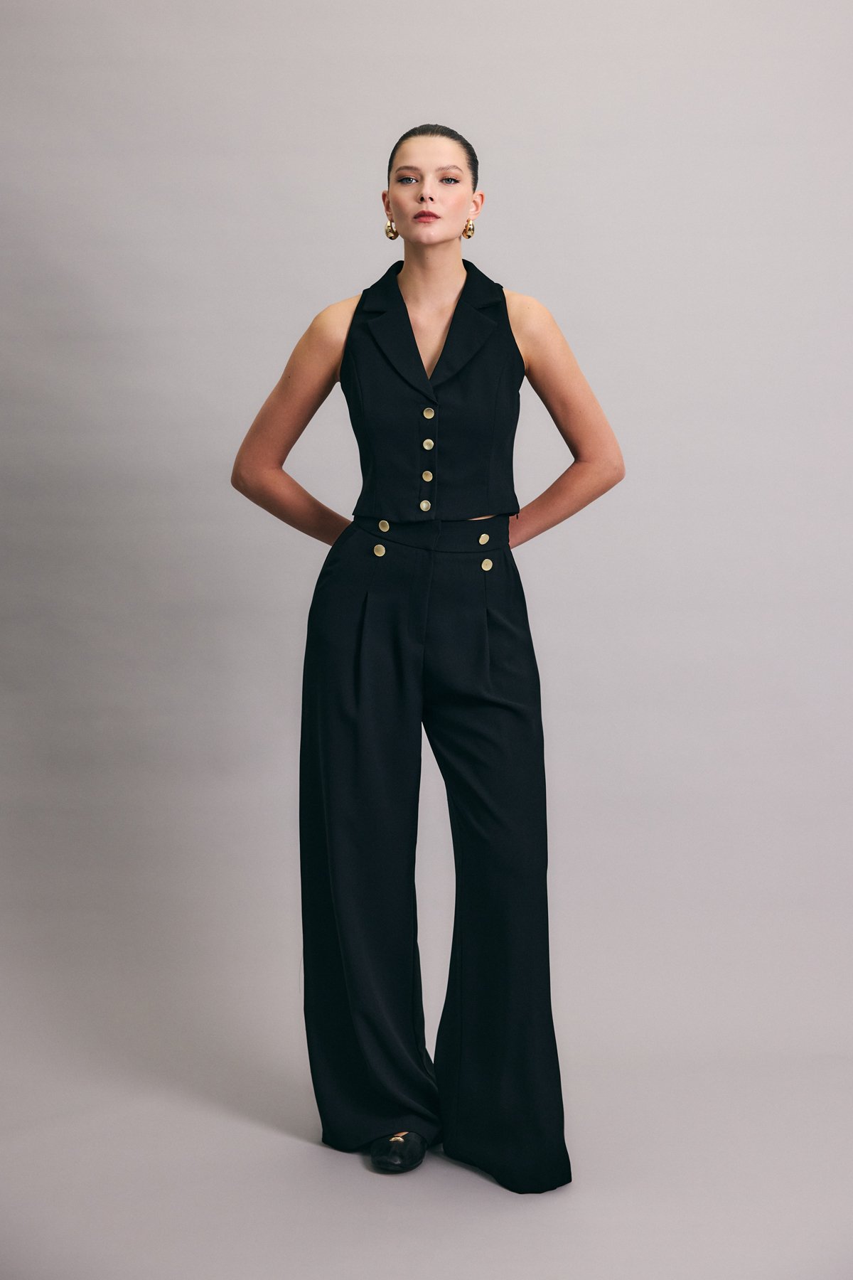 Eva Krep Pantolon - Siyah