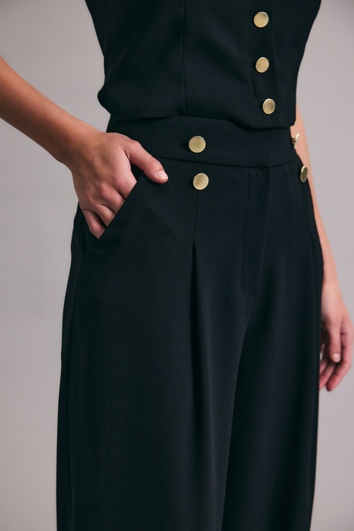 Eva Krep Pantolon - Siyah