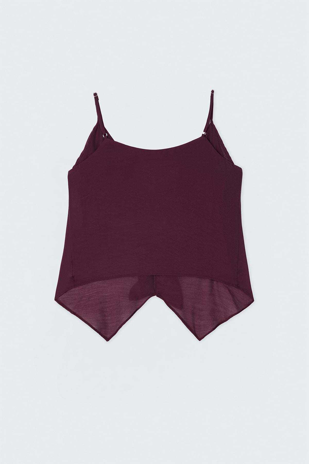 Fırfır Detaylı Askılı Bluz - Bordo
