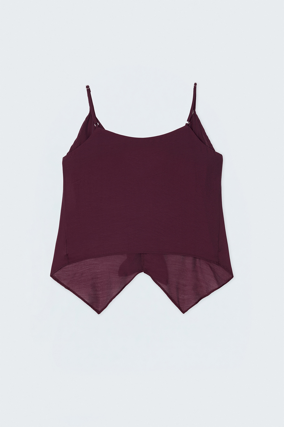 Fırfır Detaylı Askılı Bluz - Bordo