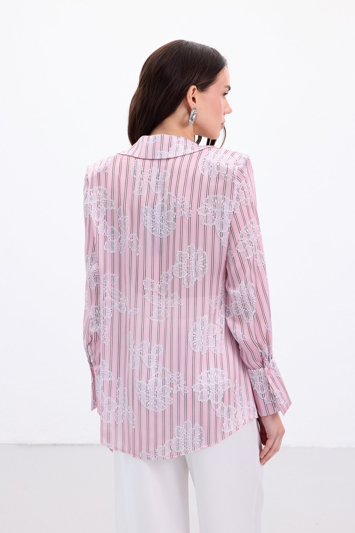 Geniş Manşetli Gömlek - Pembe