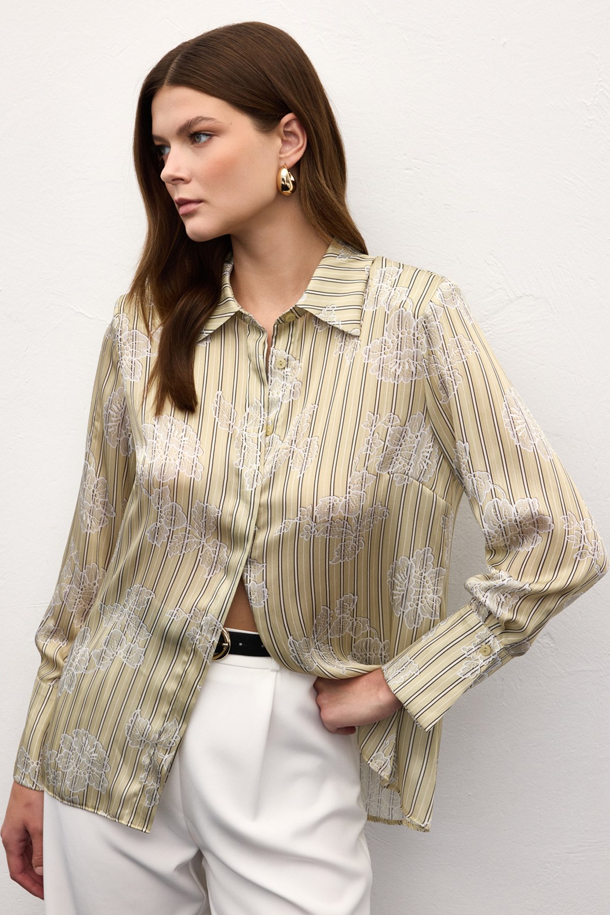 Geniş Manşetli Gömlek - Sarı