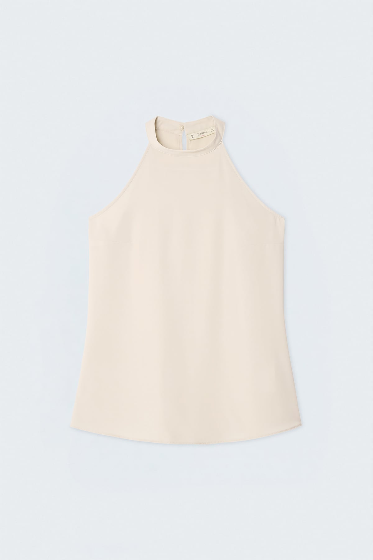 Halter Yaka Bluz - Bej