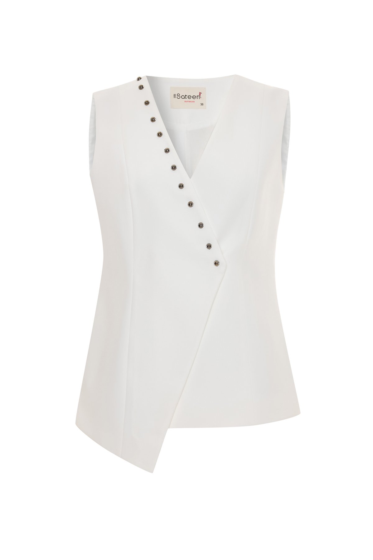 İncili Kruvaze Yelek - Ekru