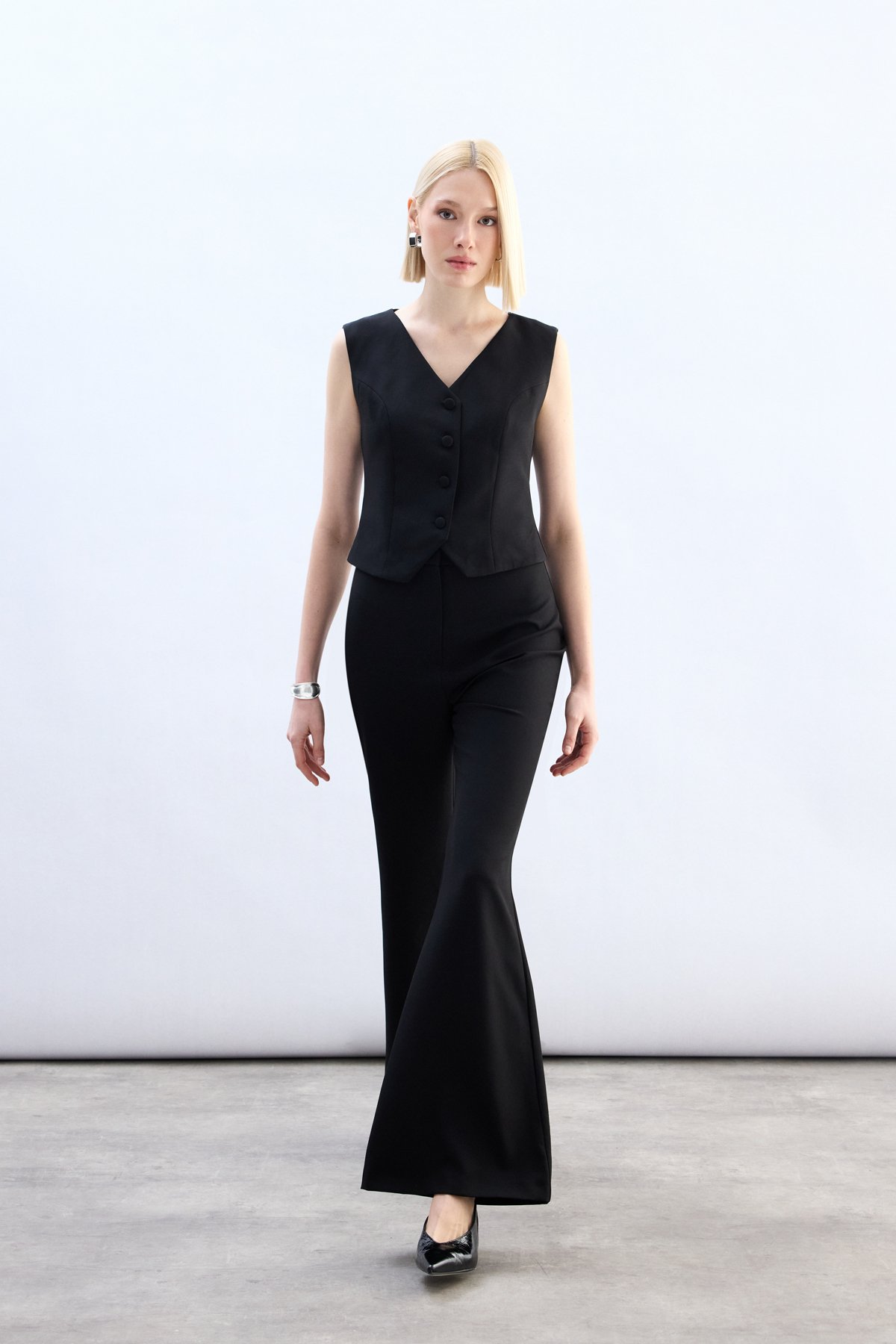 İspanyol Paça Pantolon - Siyah